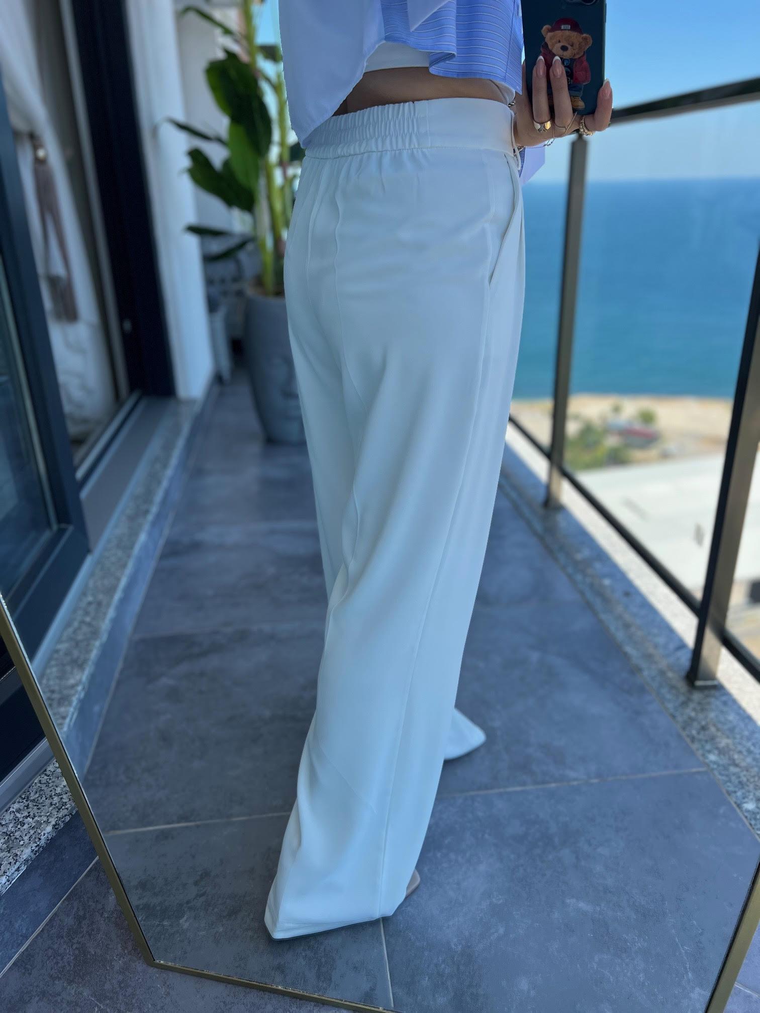 4386 Geniş Pantolon BEYAZ