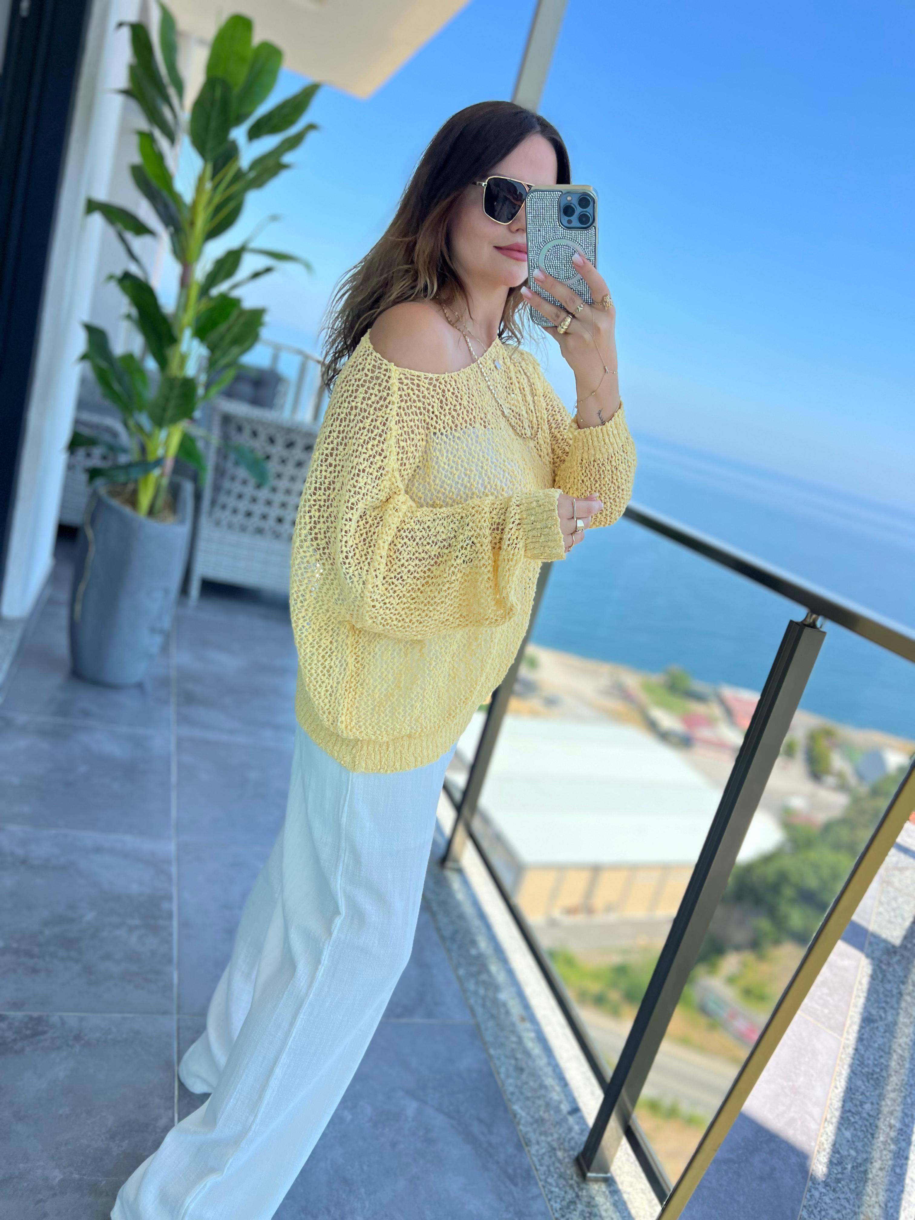 4412 Delikli Triko SARI