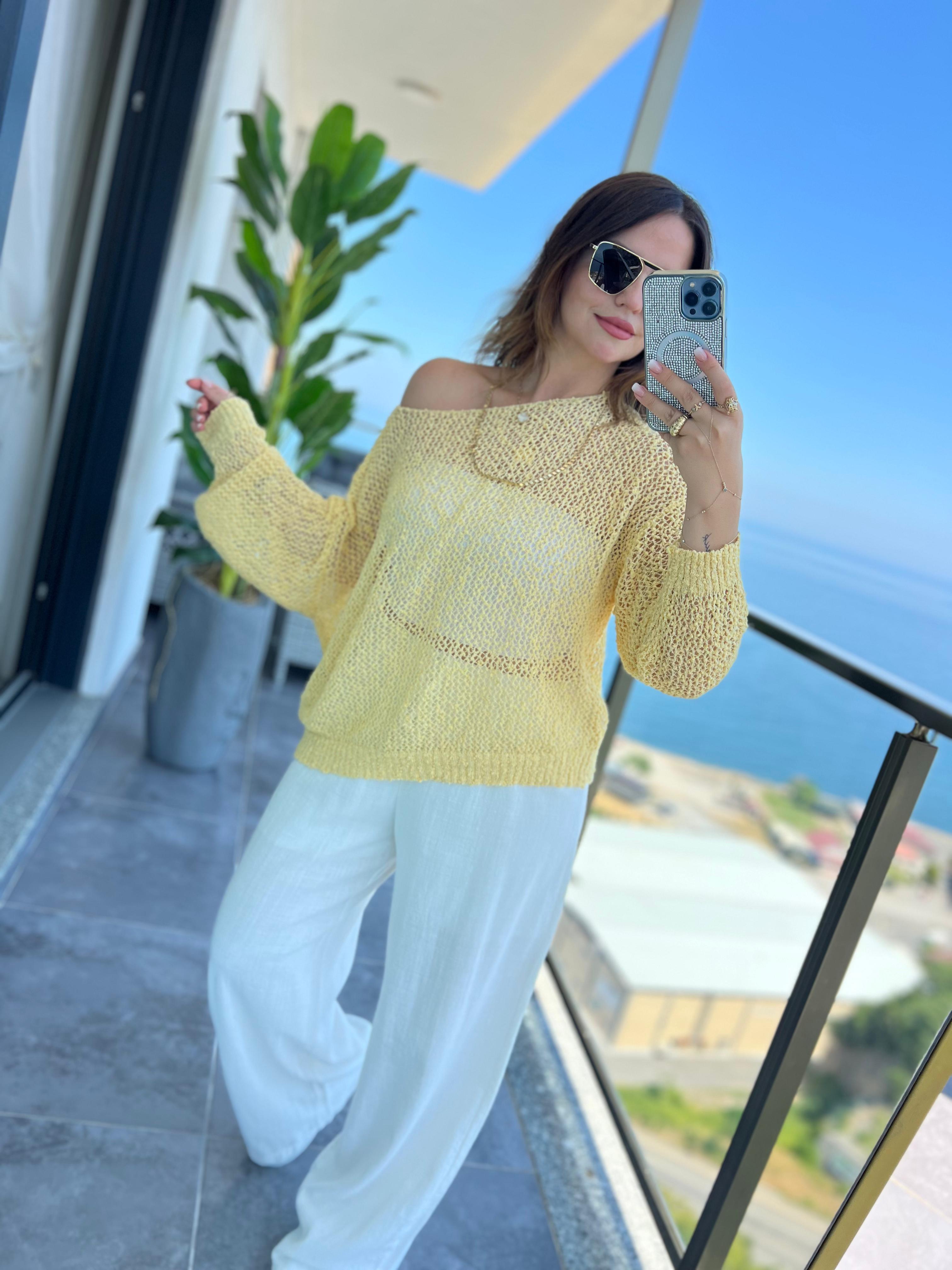 4412 Delikli Triko SARI