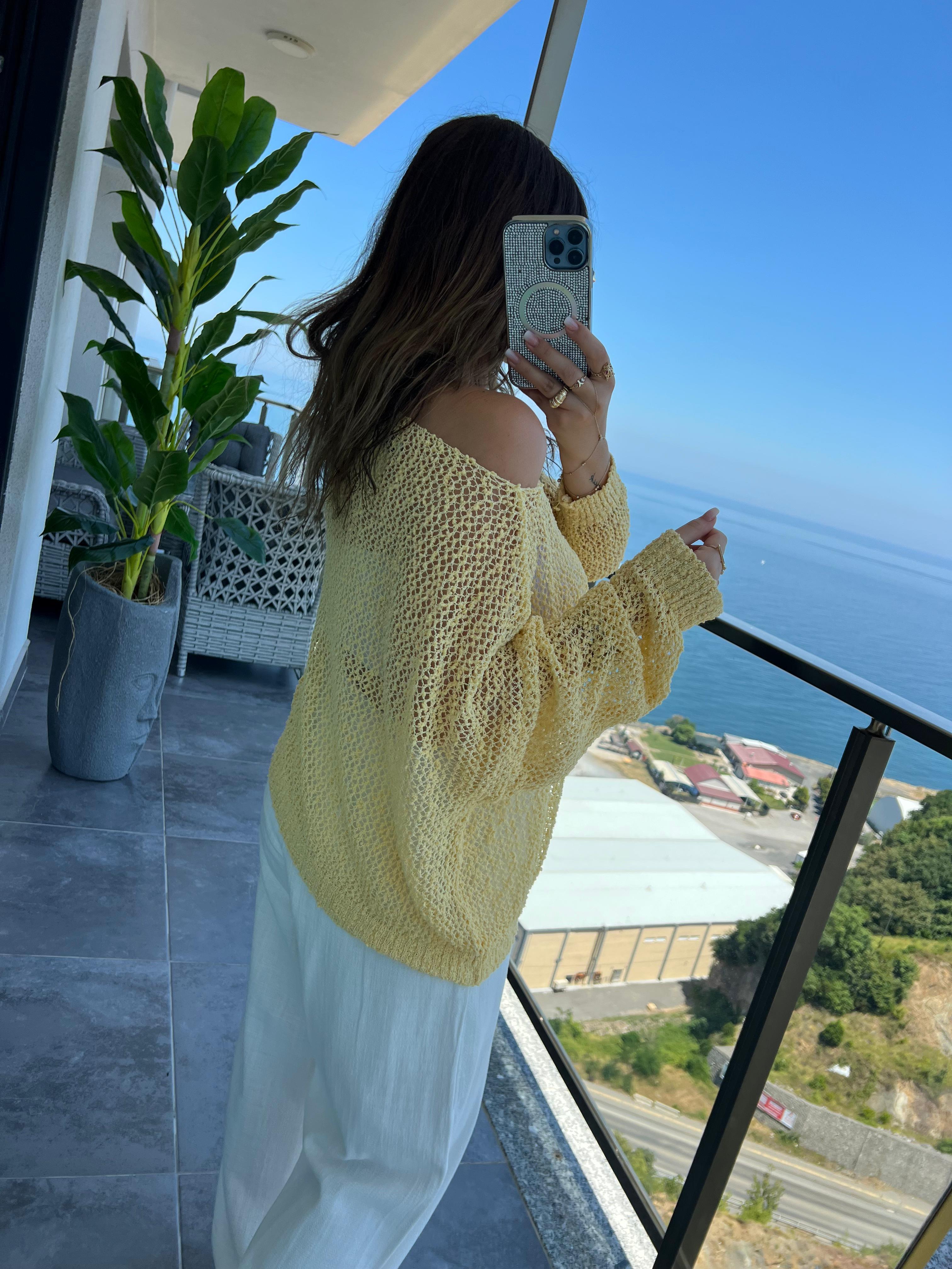 4412 Delikli Triko SARI