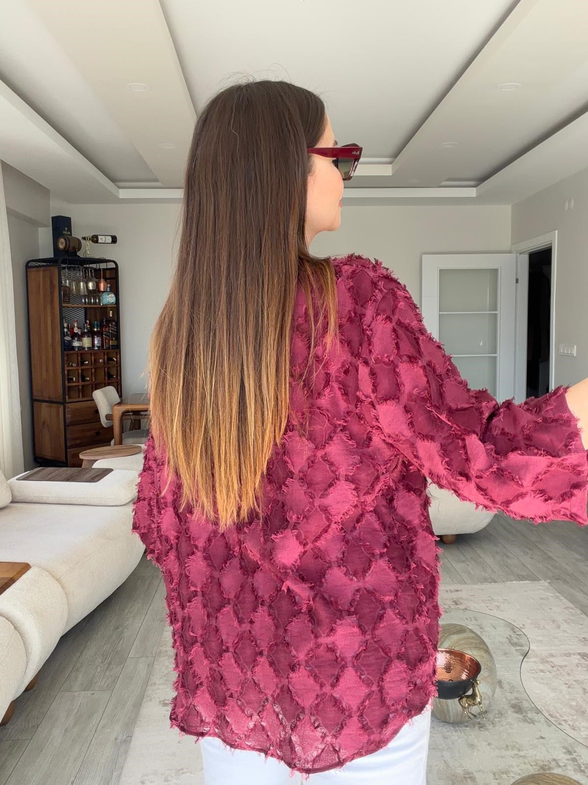 460 Önü Bağlamalı Kimono Ceket BORDO