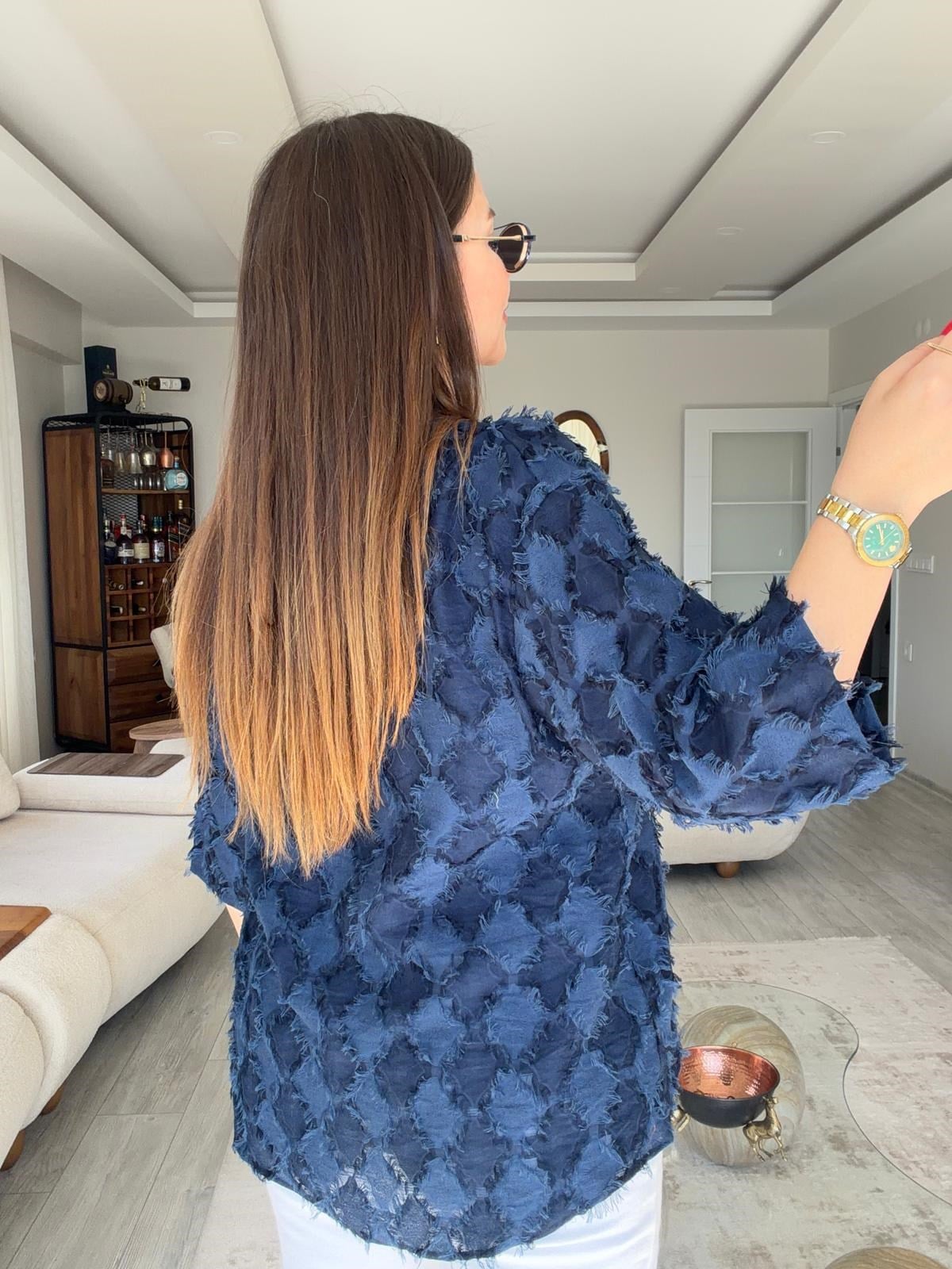 460 Önü Bağlamalı Kimono Ceket LACİVERT