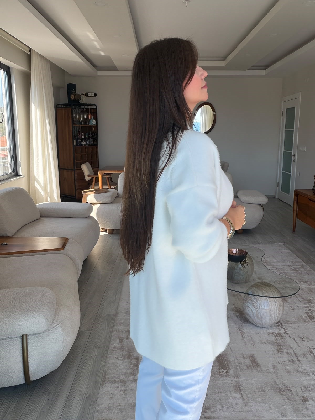4602 Kısa Yumoş Hırka BEYAZ