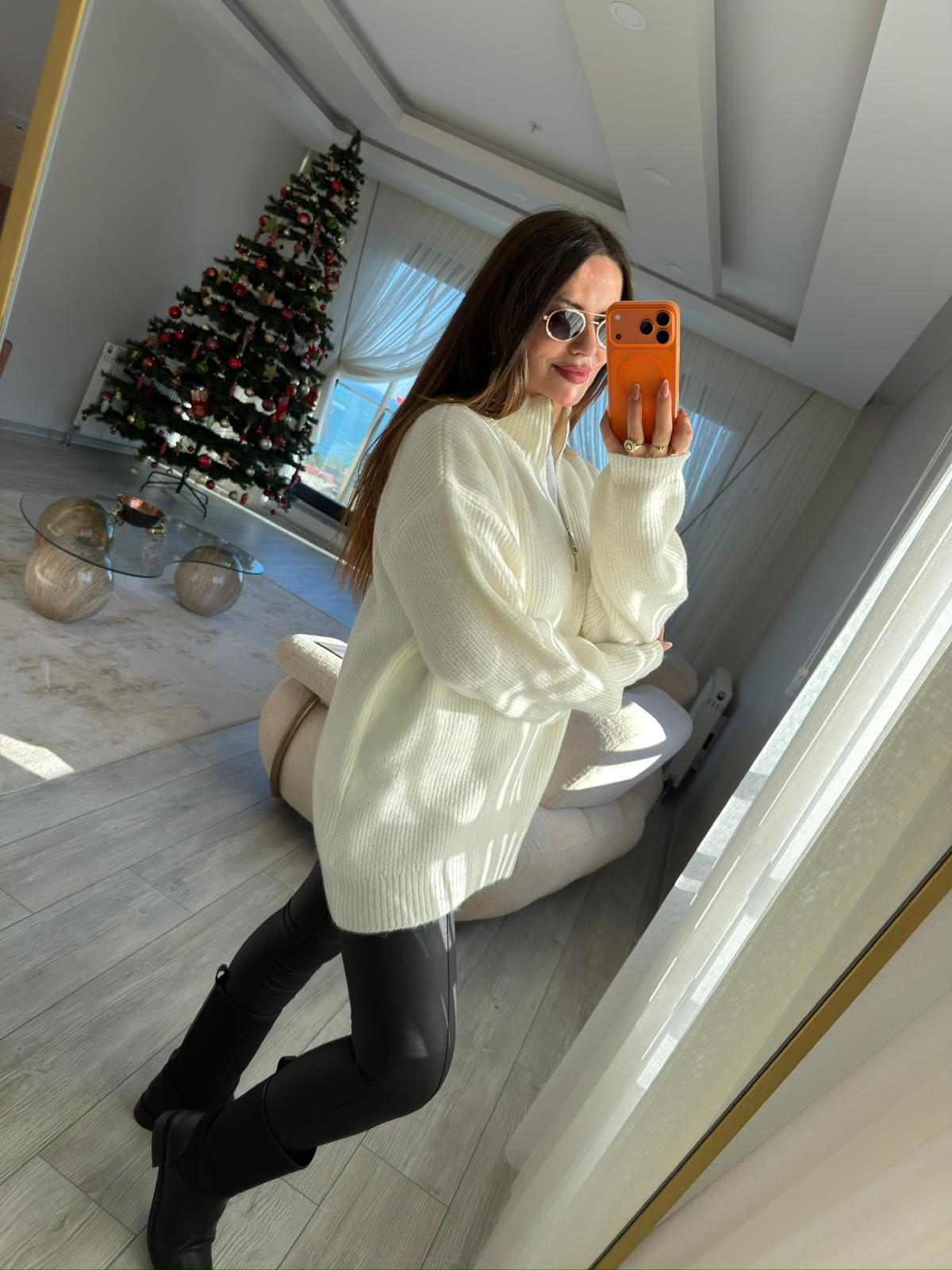 4640 Fermuarlı Kazak EKRU