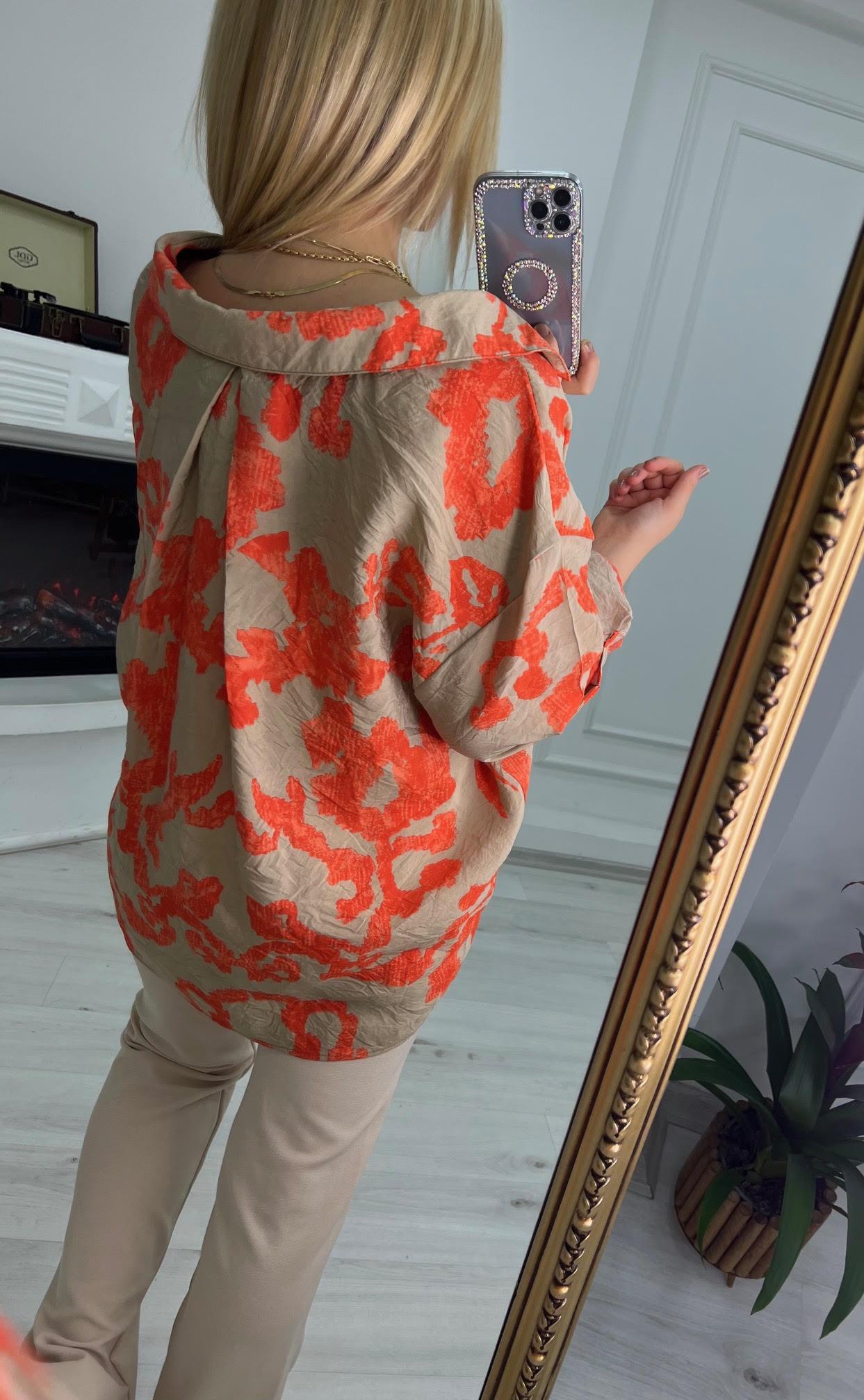 4683 Baskılı Gömlek BEJ