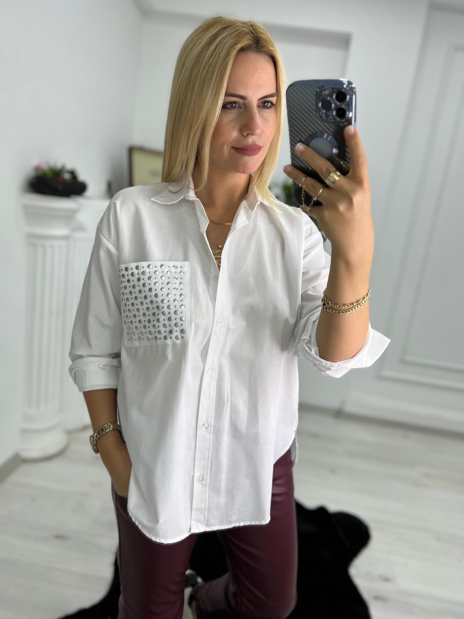 470 Tek Cep Taşlı Gömlek BEYAZ