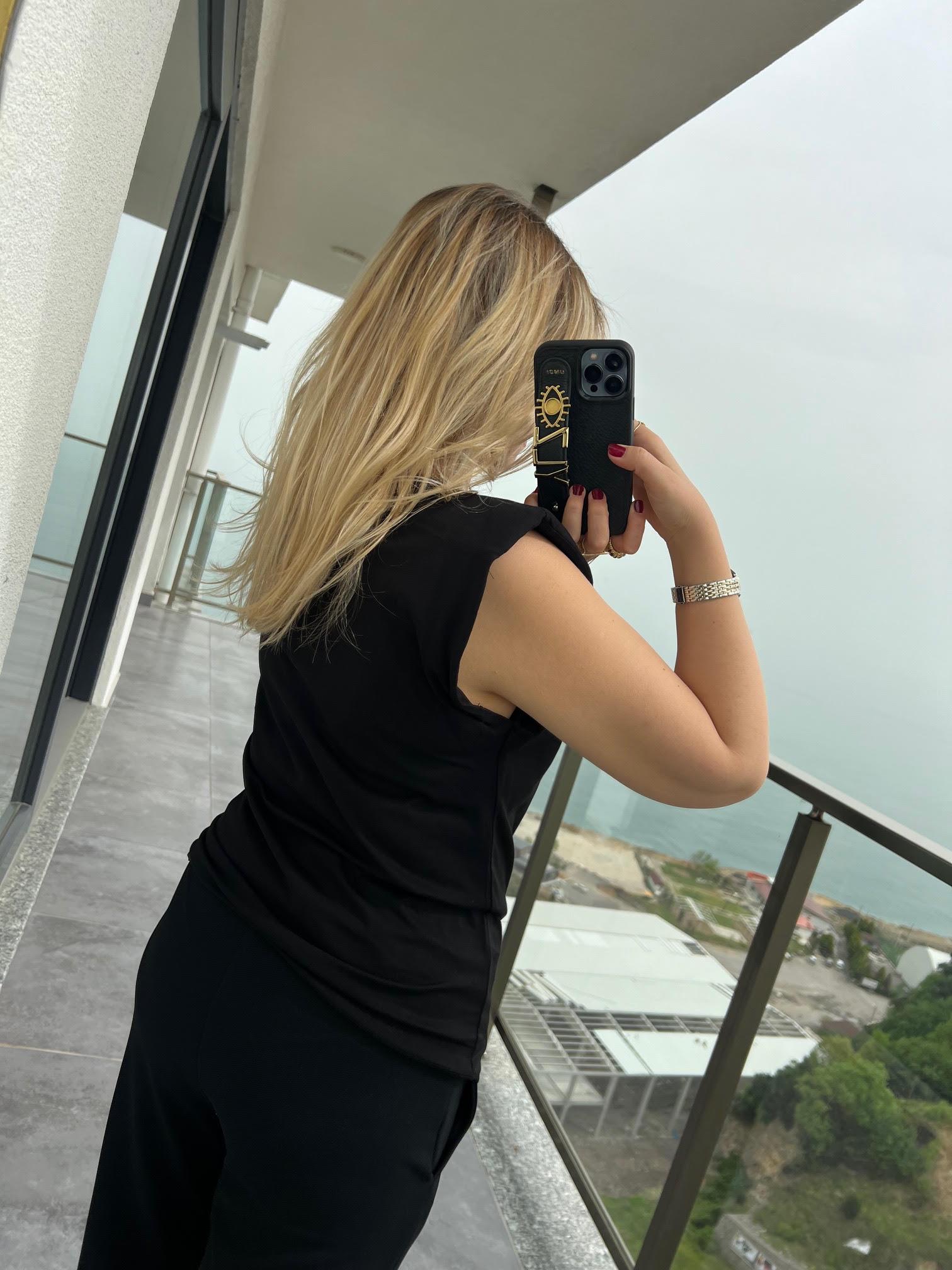 4705 Vatkalı Tshirt SİYAH