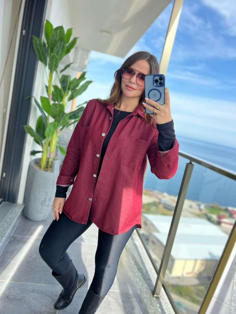 474 Gabardin Gömlek BORDO