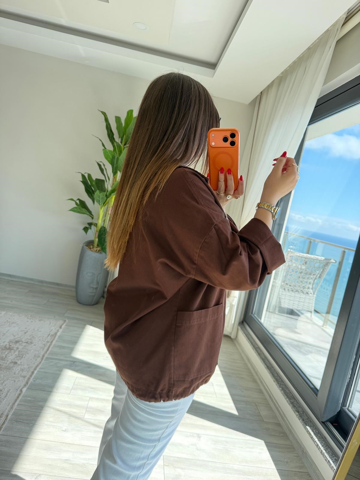 476 Owersize Ceket KAHVE