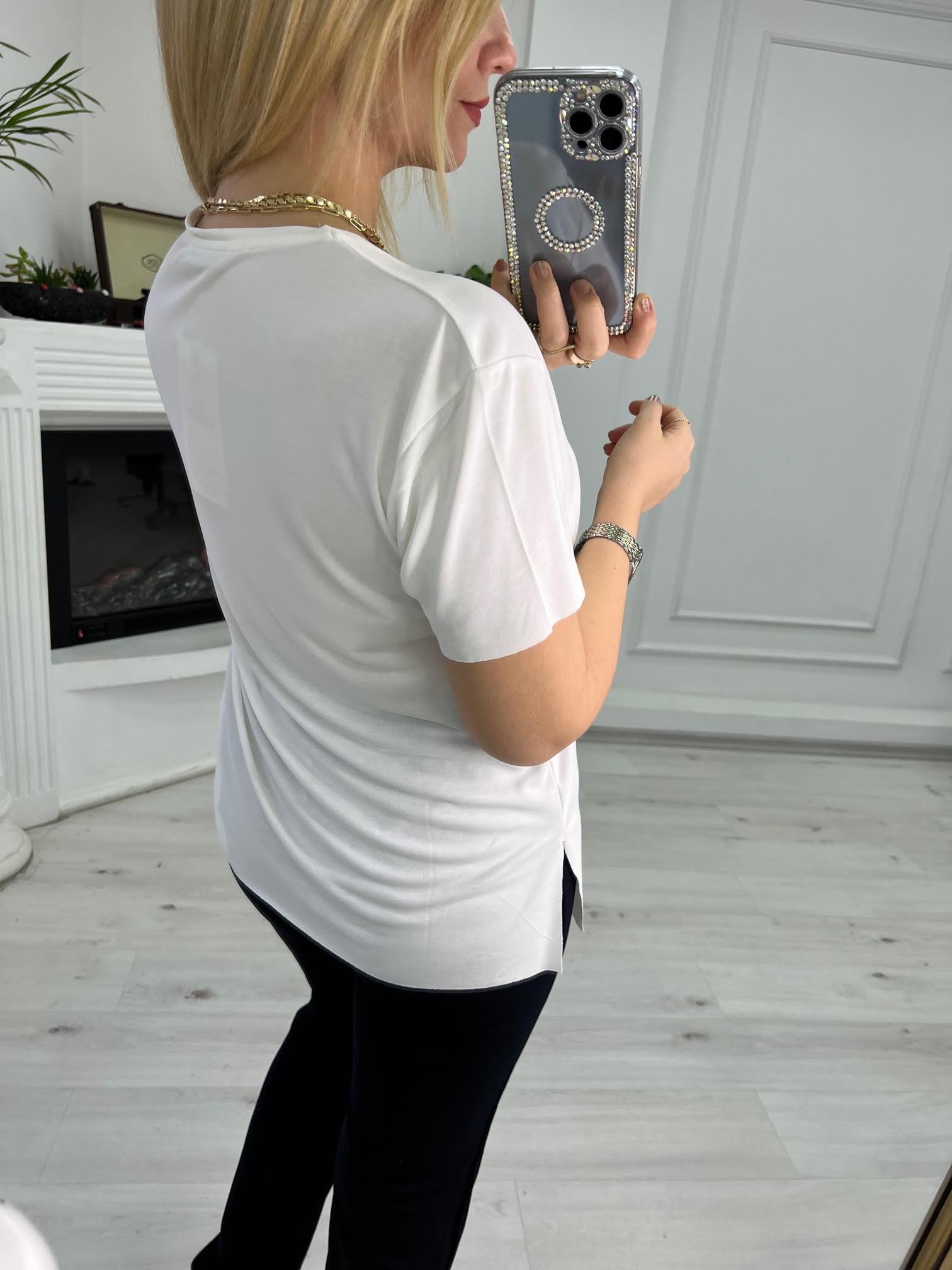 4791 V Yaka Tshirt BEYAZ