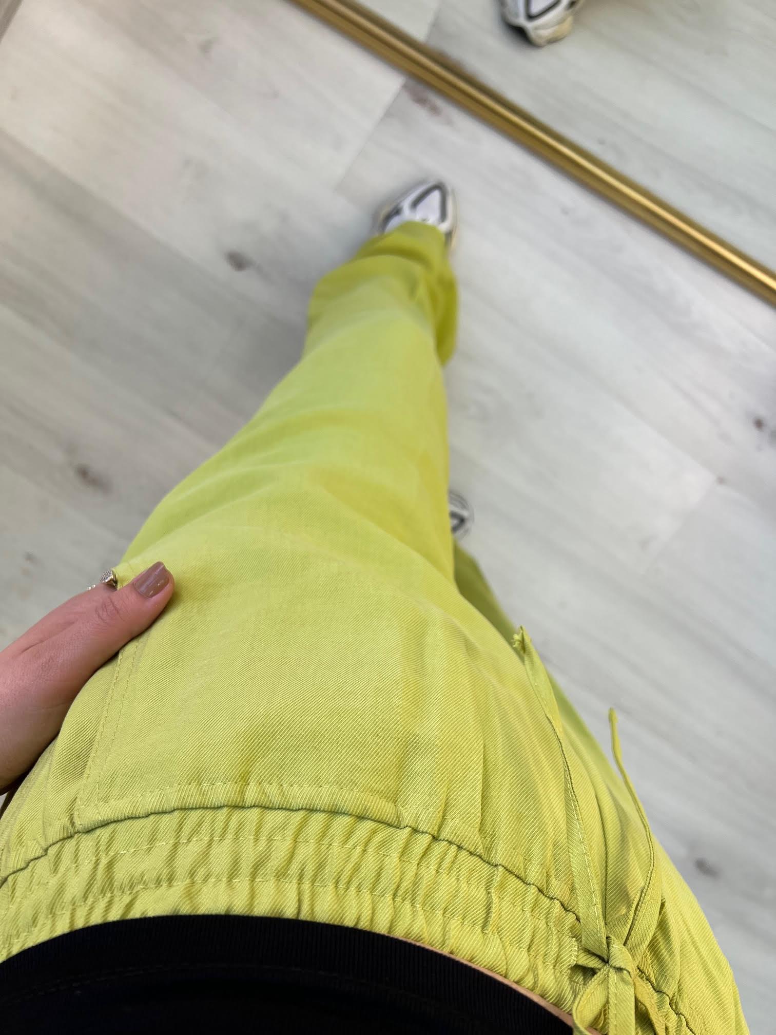 4825 Kemeri Bagcıklı Pantolon LİMON KÜFÜ