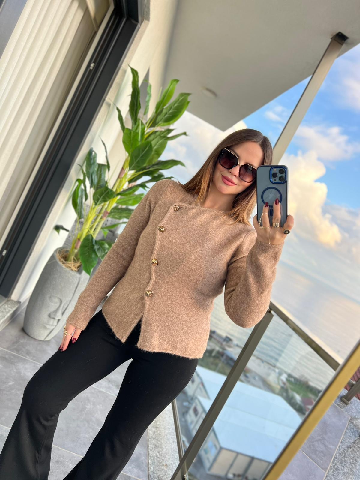 4897 Kapaklı Hırka CAPPUCINO