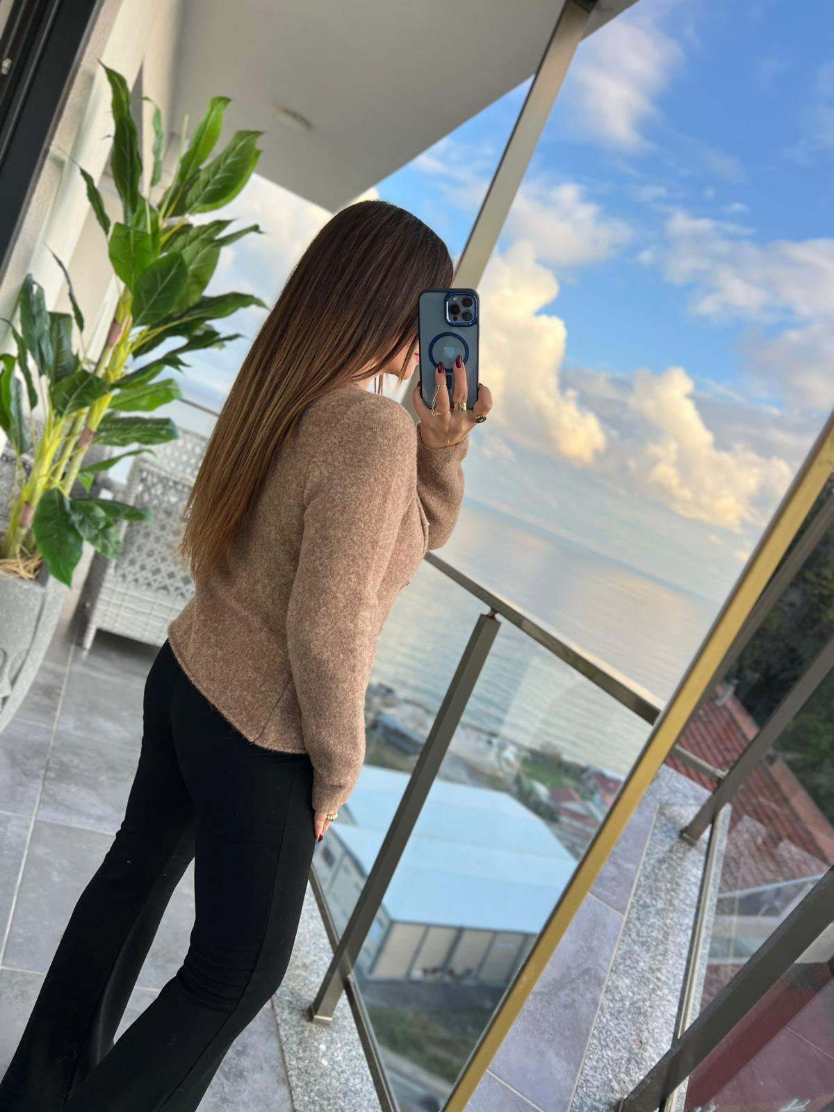 4897 Kapaklı Hırka CAPPUCINO