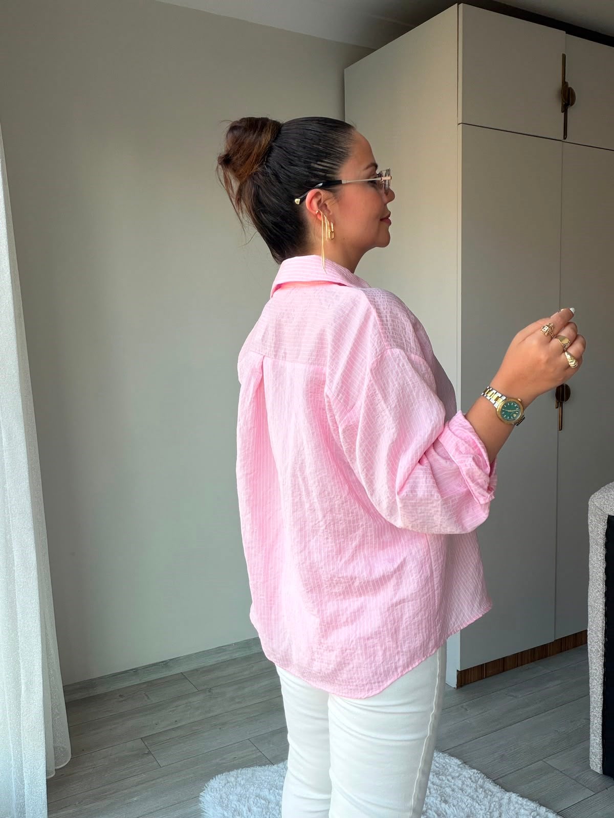 4906 Çizgili Gömlek PEMBE
