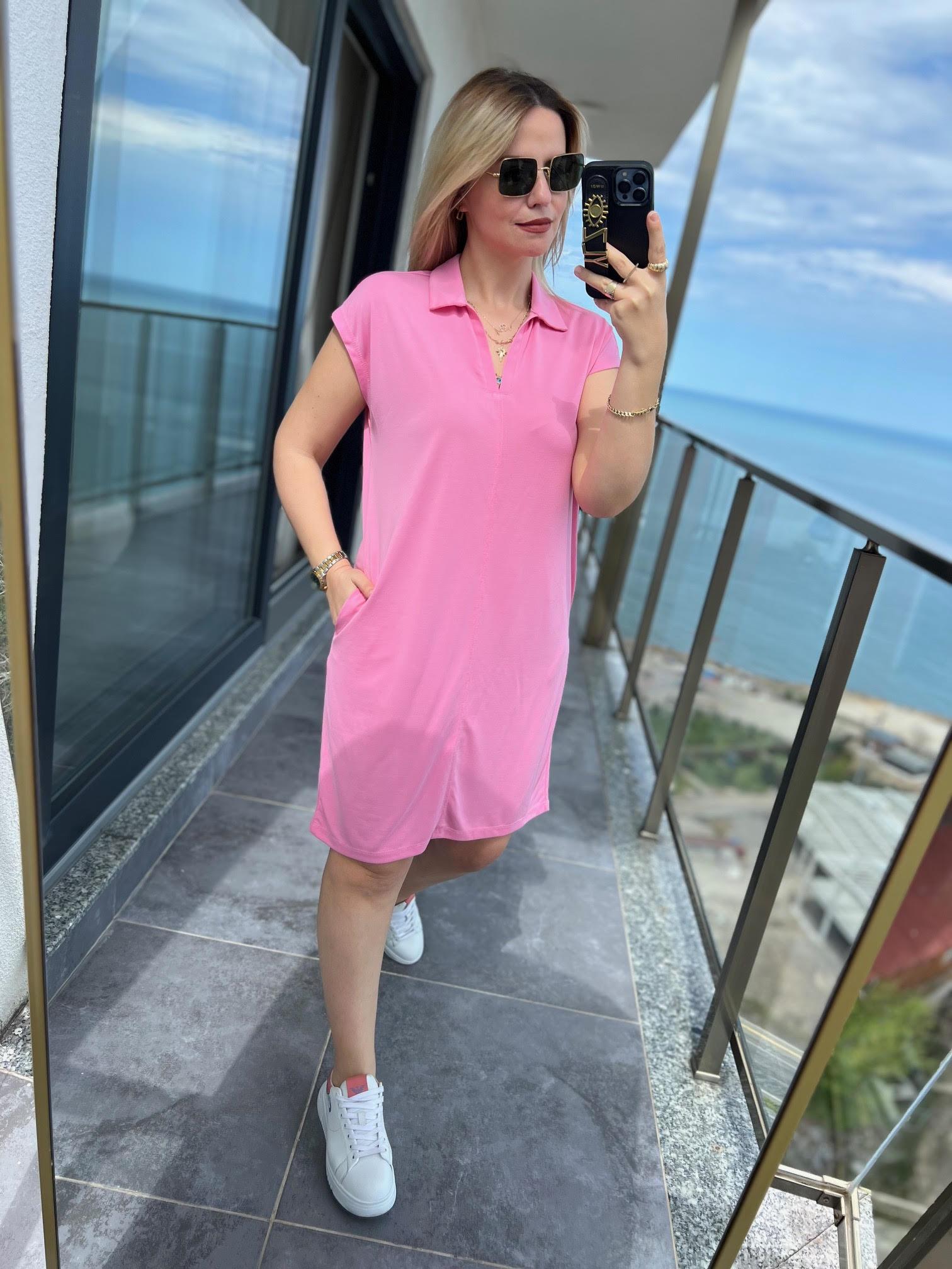 4956 Yakalı Elbise PUDRA