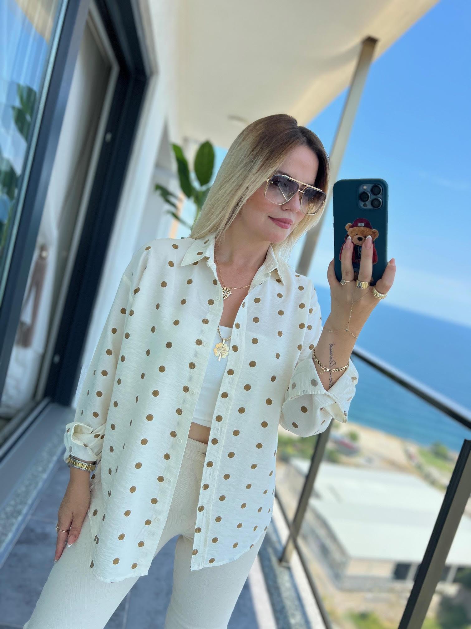 508 Puantiyeli Modal Gömlek KAHVE