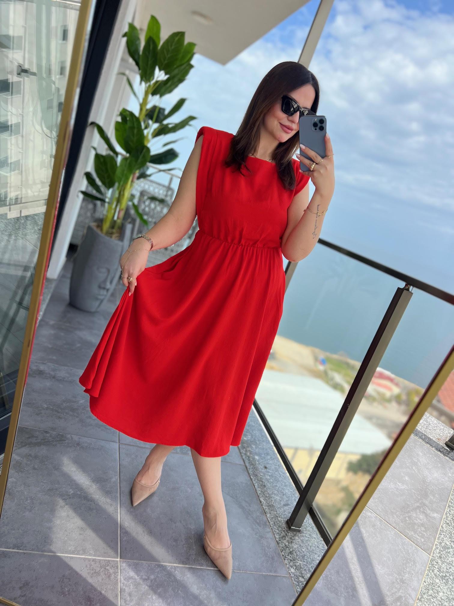 5083 Vatkalı Elbise TURUNCU