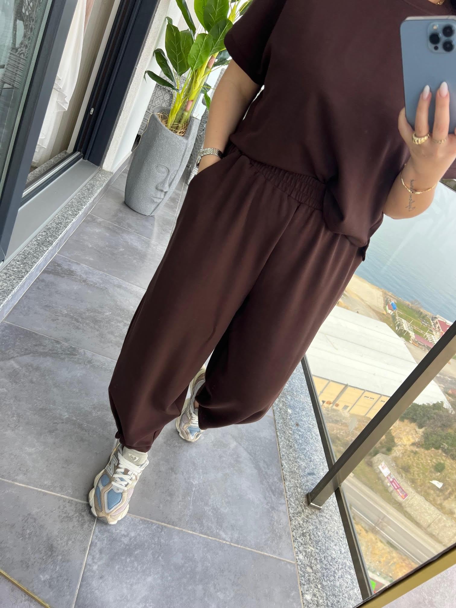50986 Tshırt Pantalon Takım KAHVE