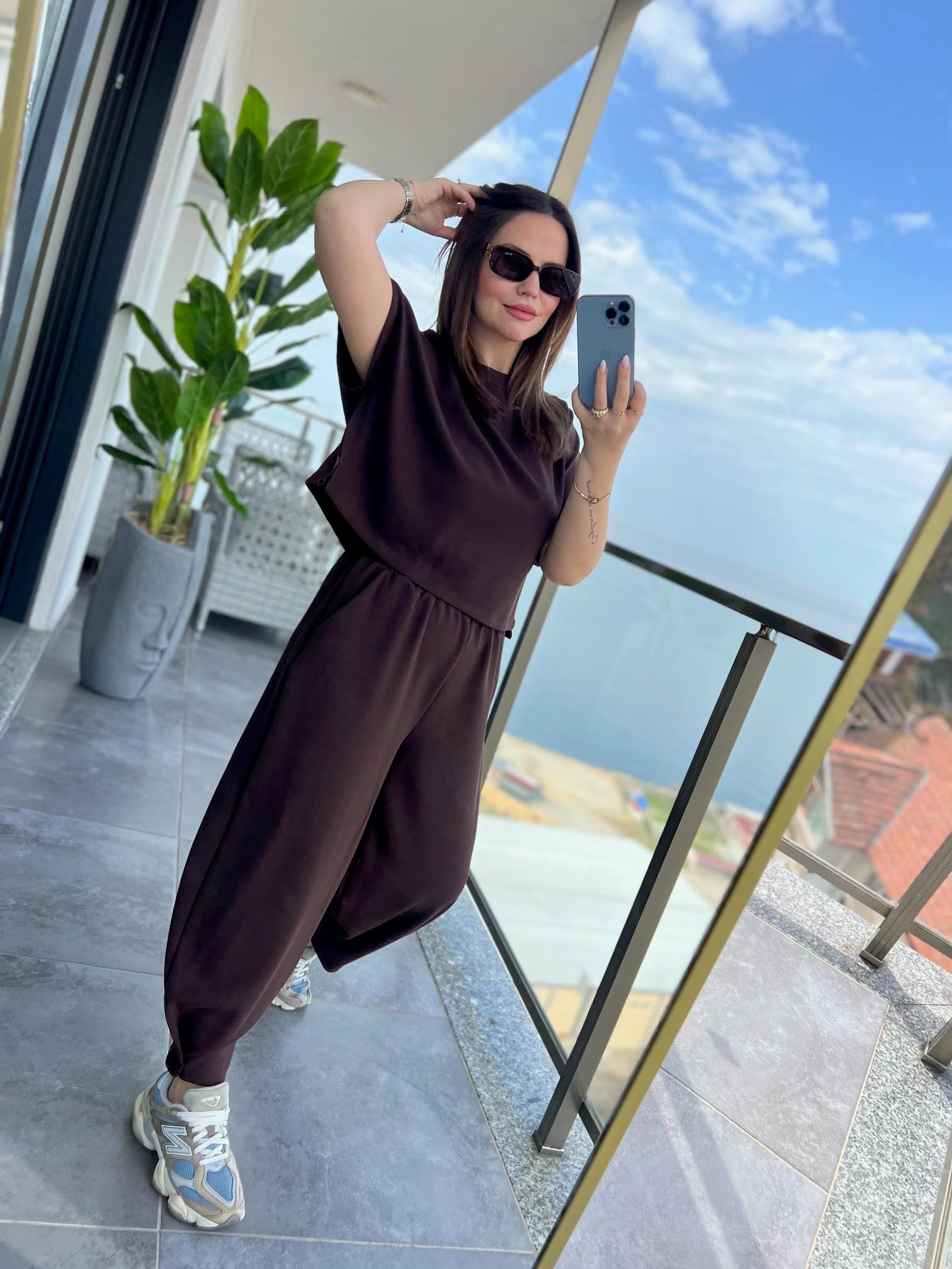 50986 Tshırt Pantalon Takım KAHVE
