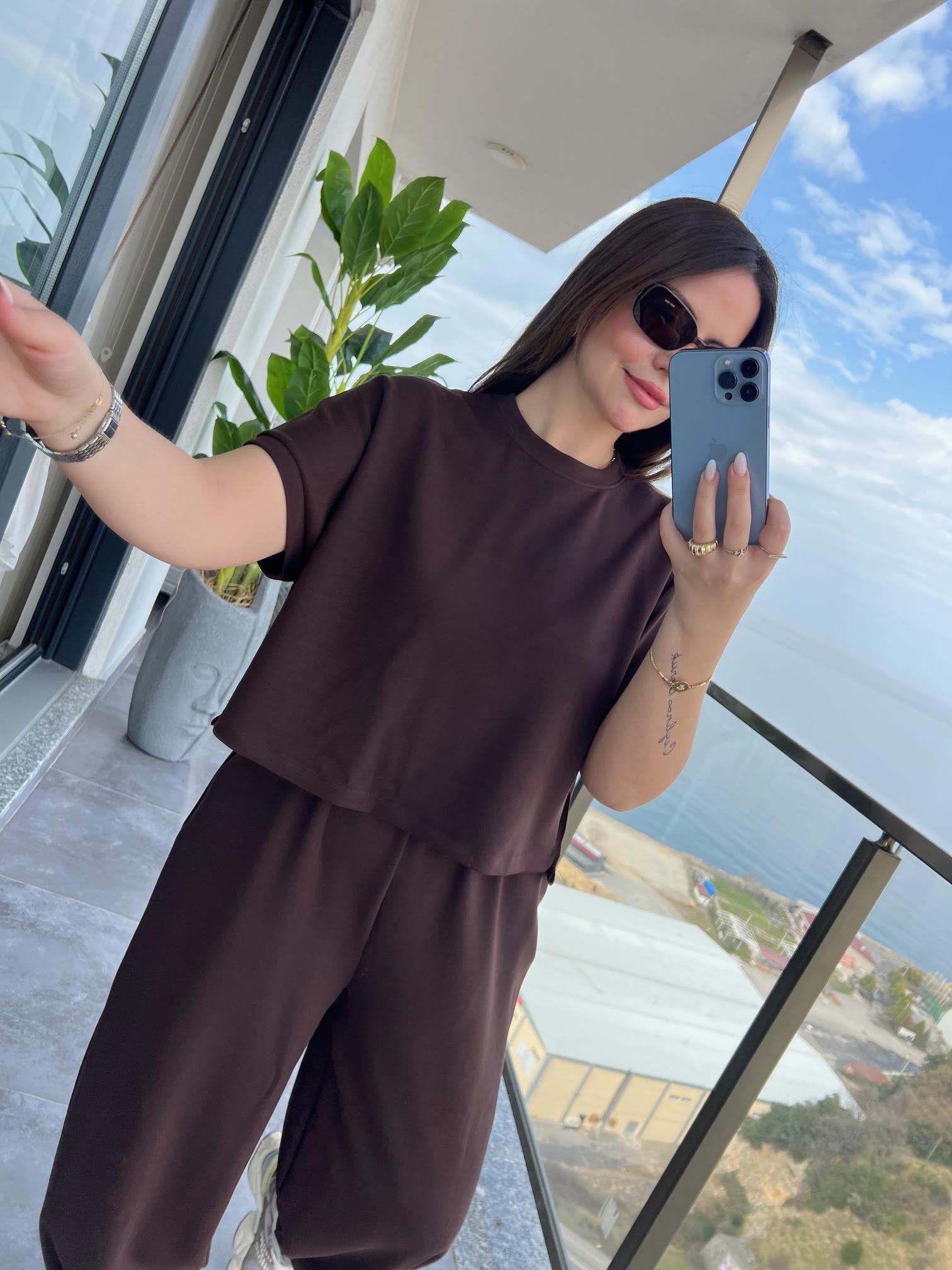 50986 Tshırt Pantalon Takım KAHVE