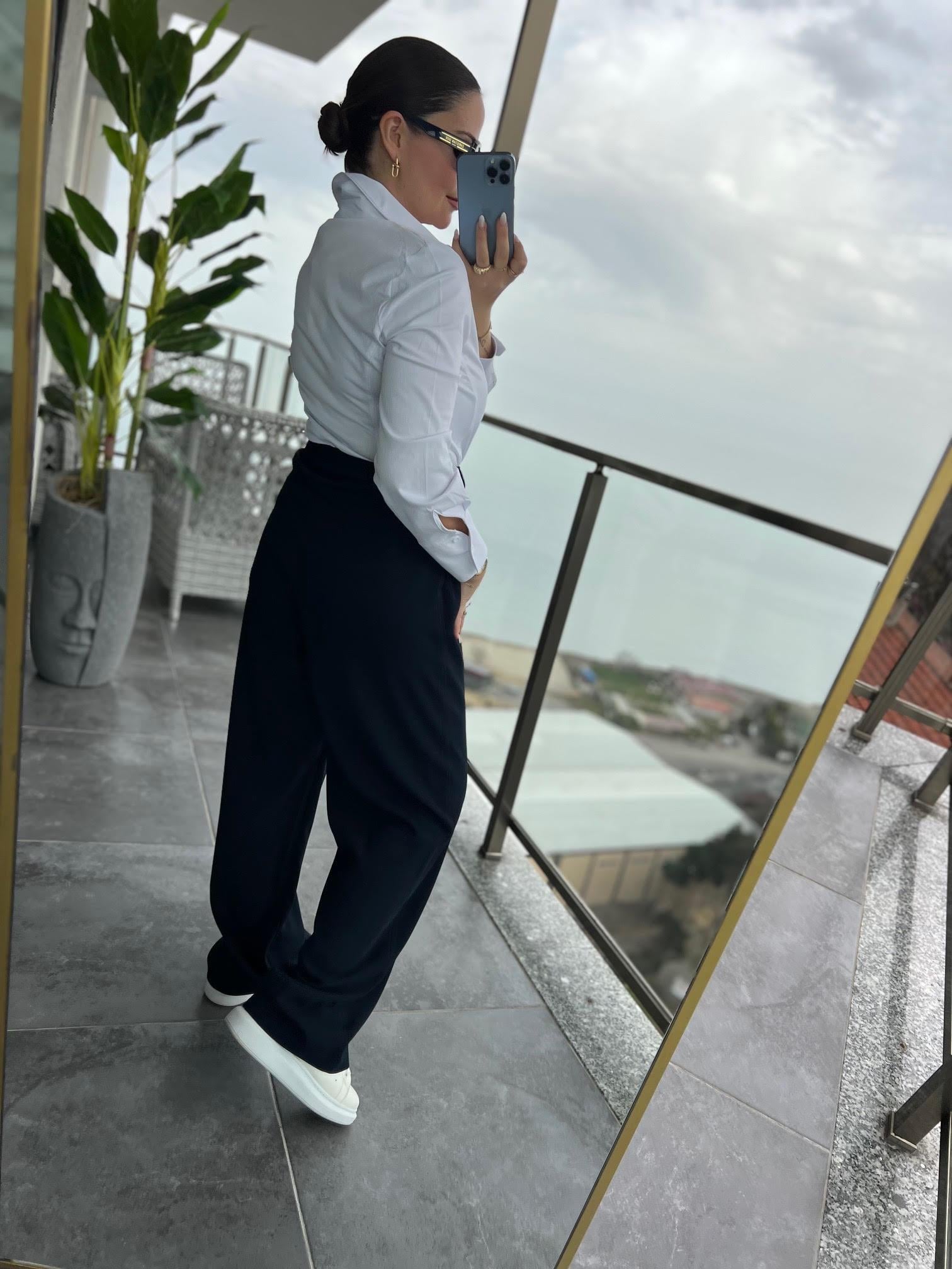 51078 Pileli Palazzo Pantalon LACİVERT