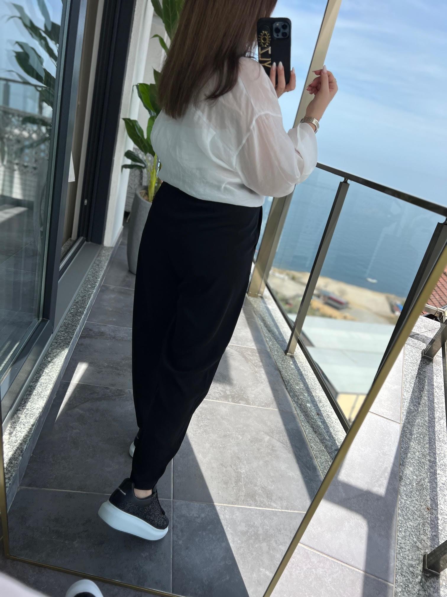 51111 Pileli Pantalon SİYAH