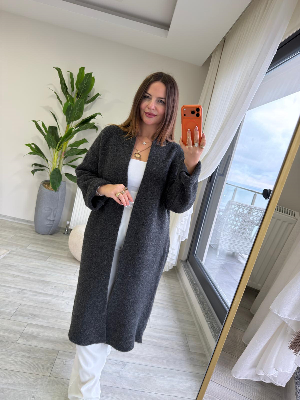 5134 Kuşaklı Triko Hırka ANTRESİT