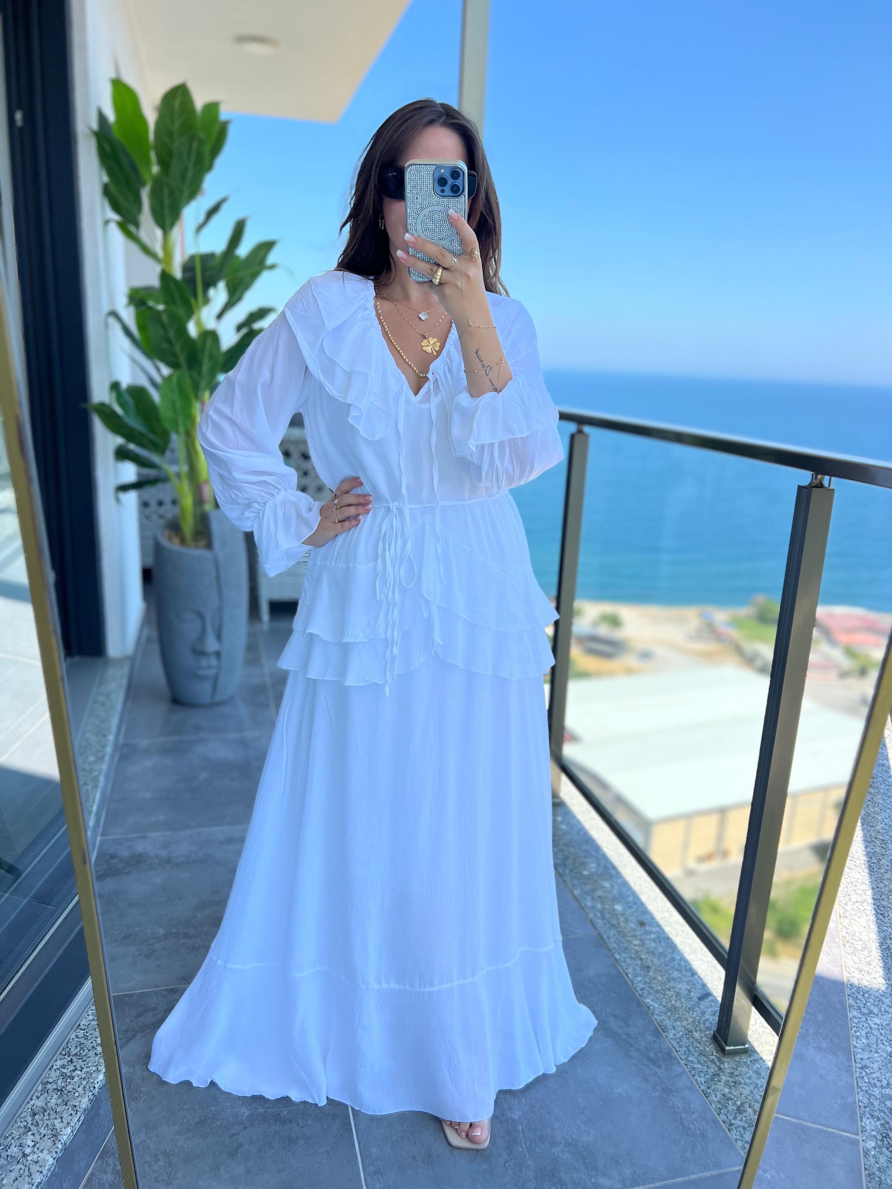 5158 Azelya Elbise BEYAZ