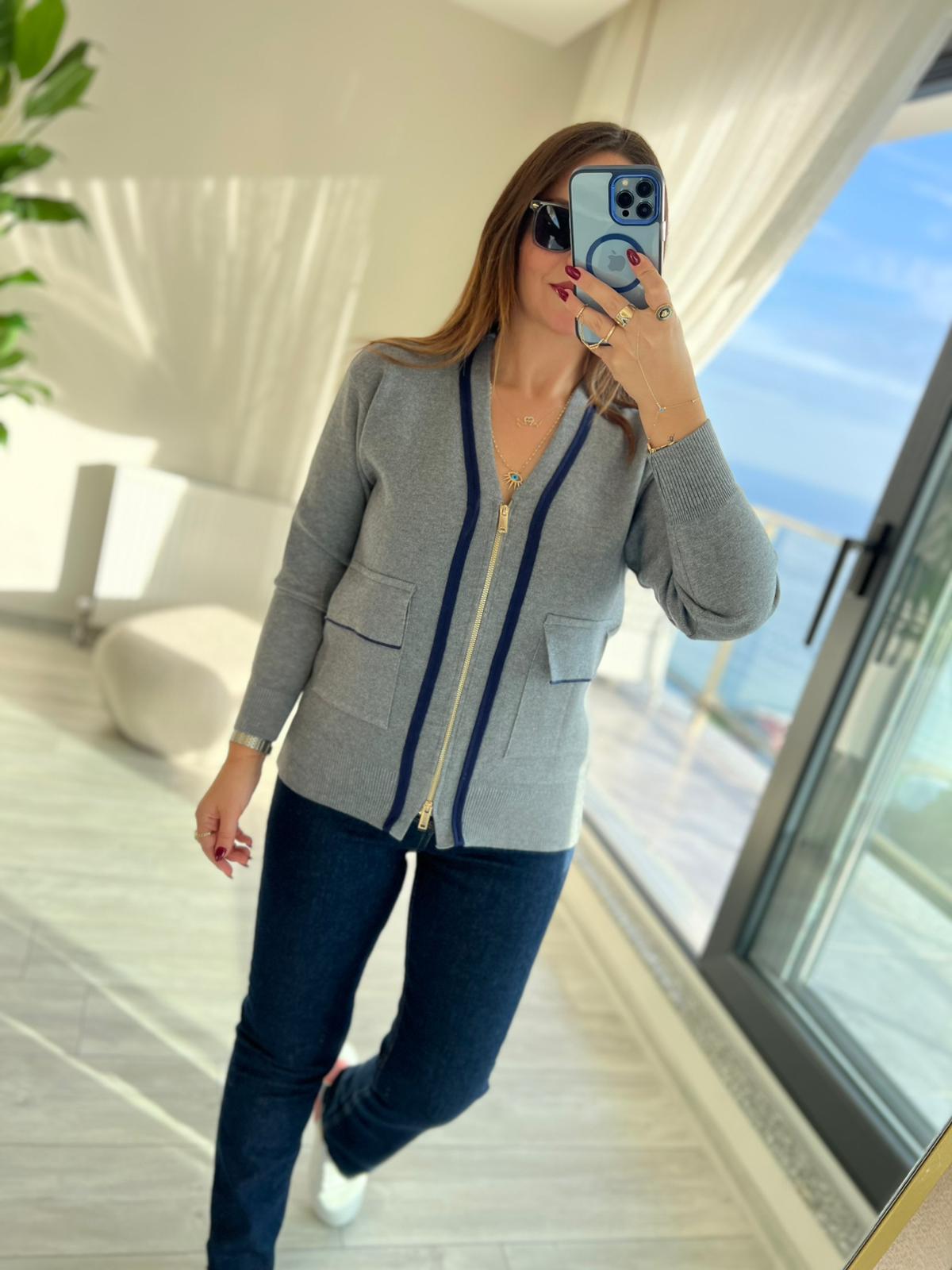 5307 Korspan Fermuarlı Hırka GRİ