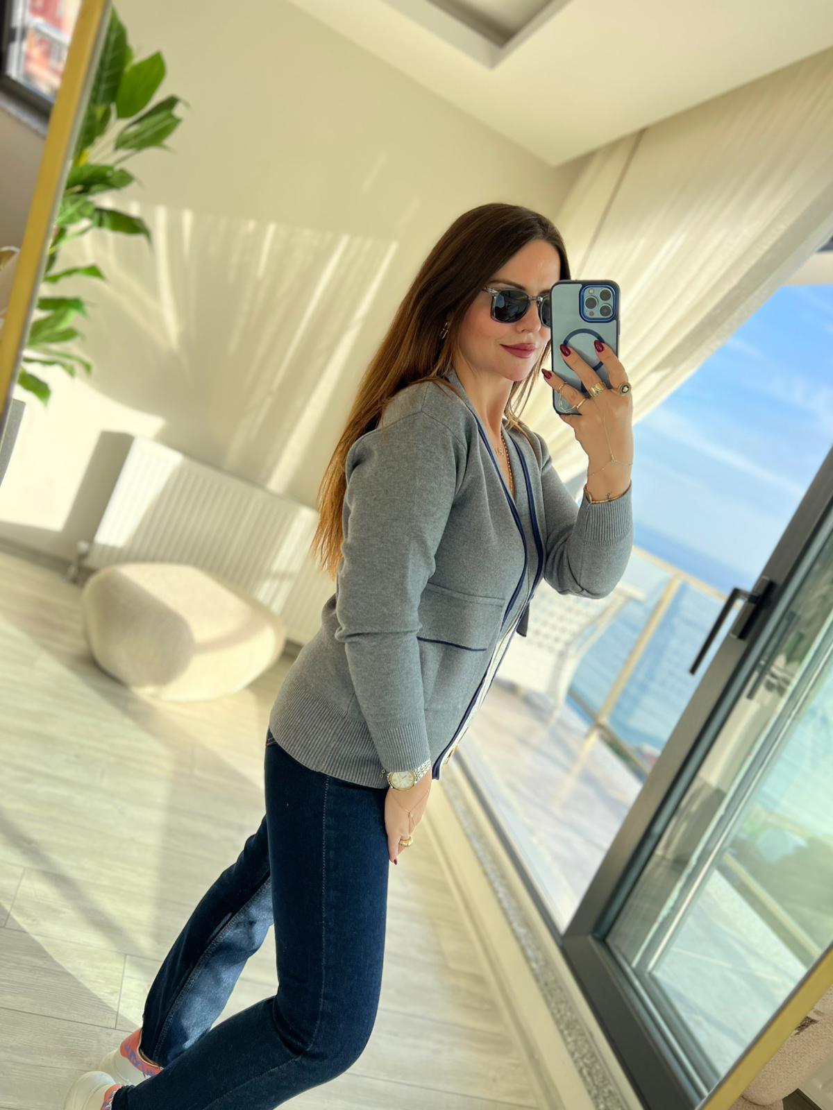 5307 Korspan Fermuarlı Hırka GRİ