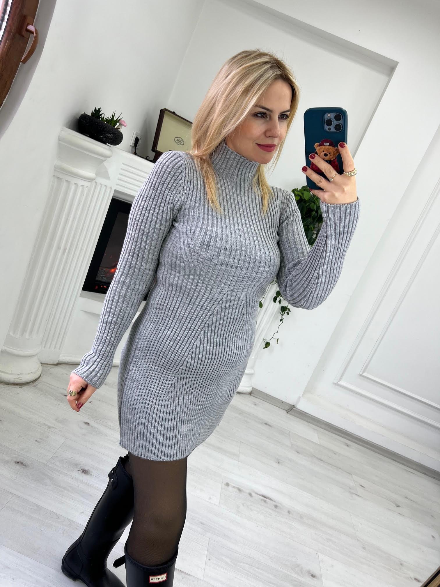 531 Örme Triko Elbise GRİ