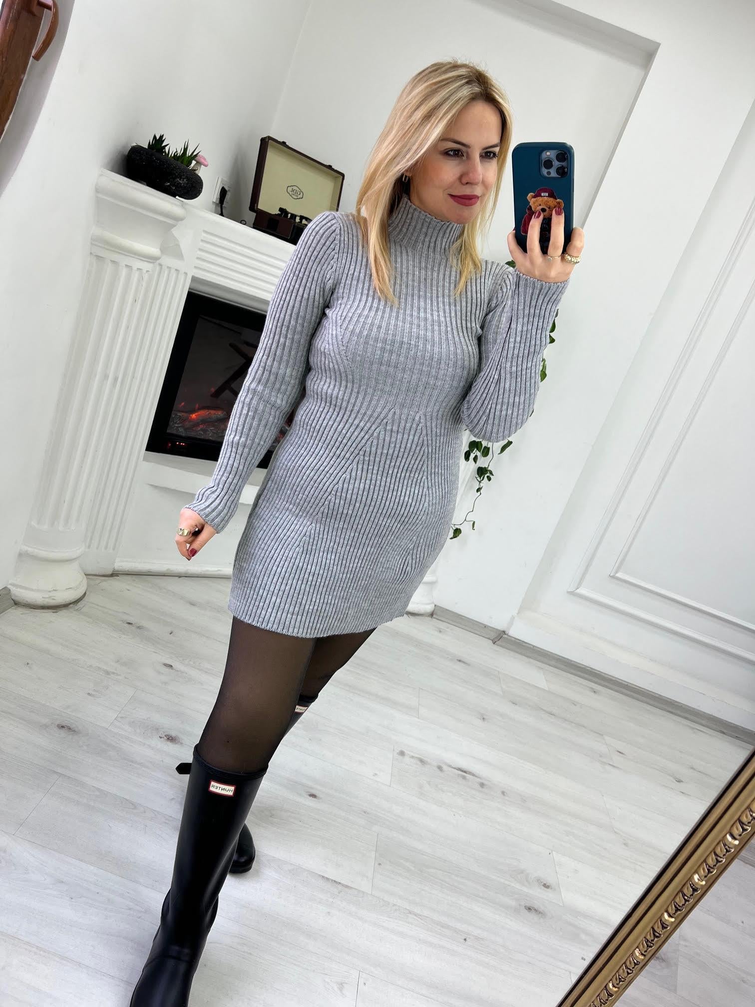 531 Örme Triko Elbise GRİ