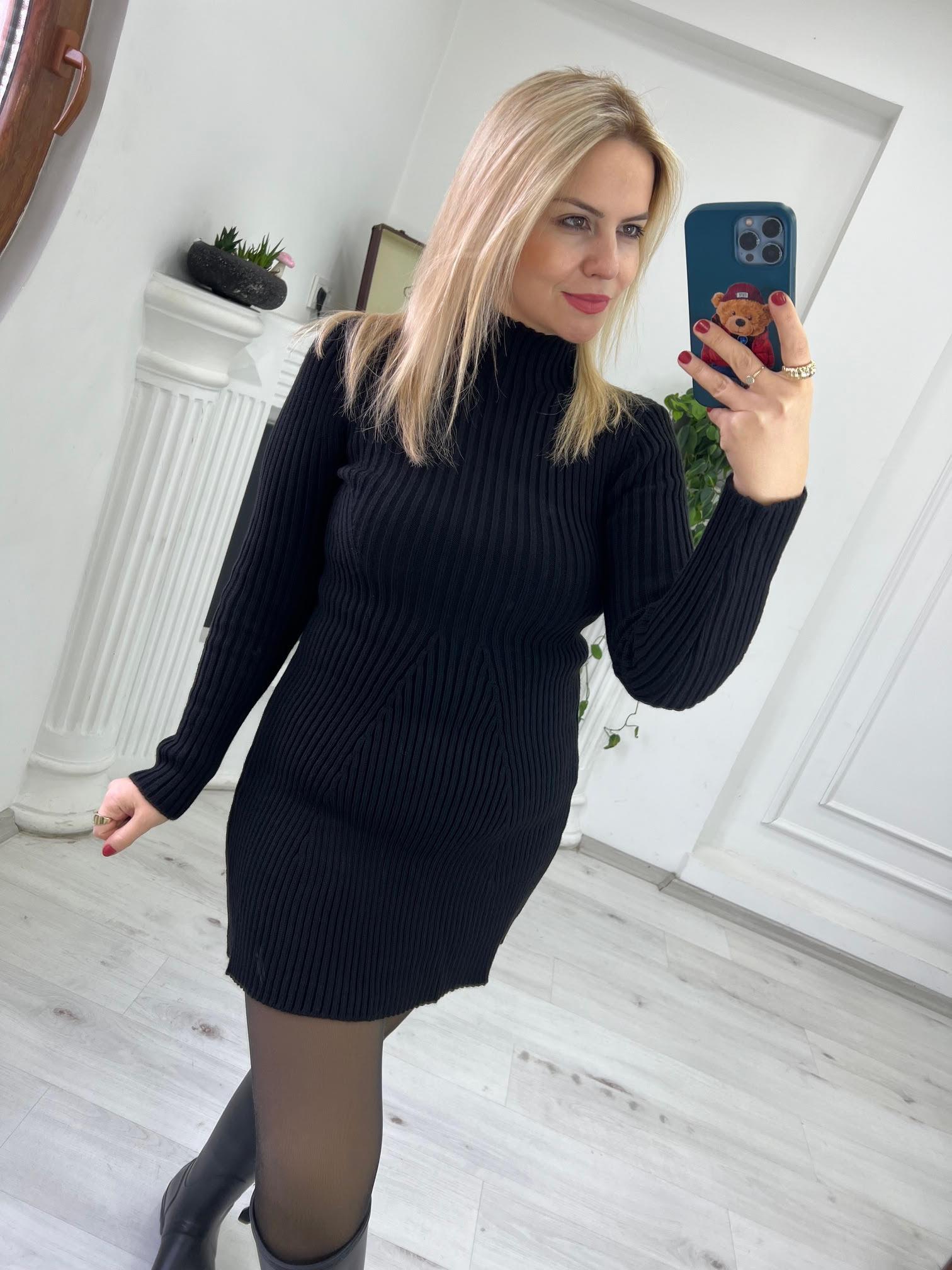531 Örme Triko Elbise SİYAH