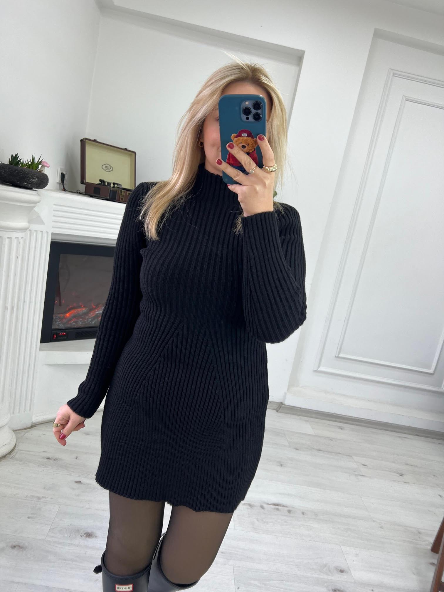 531 Örme Triko Elbise SİYAH