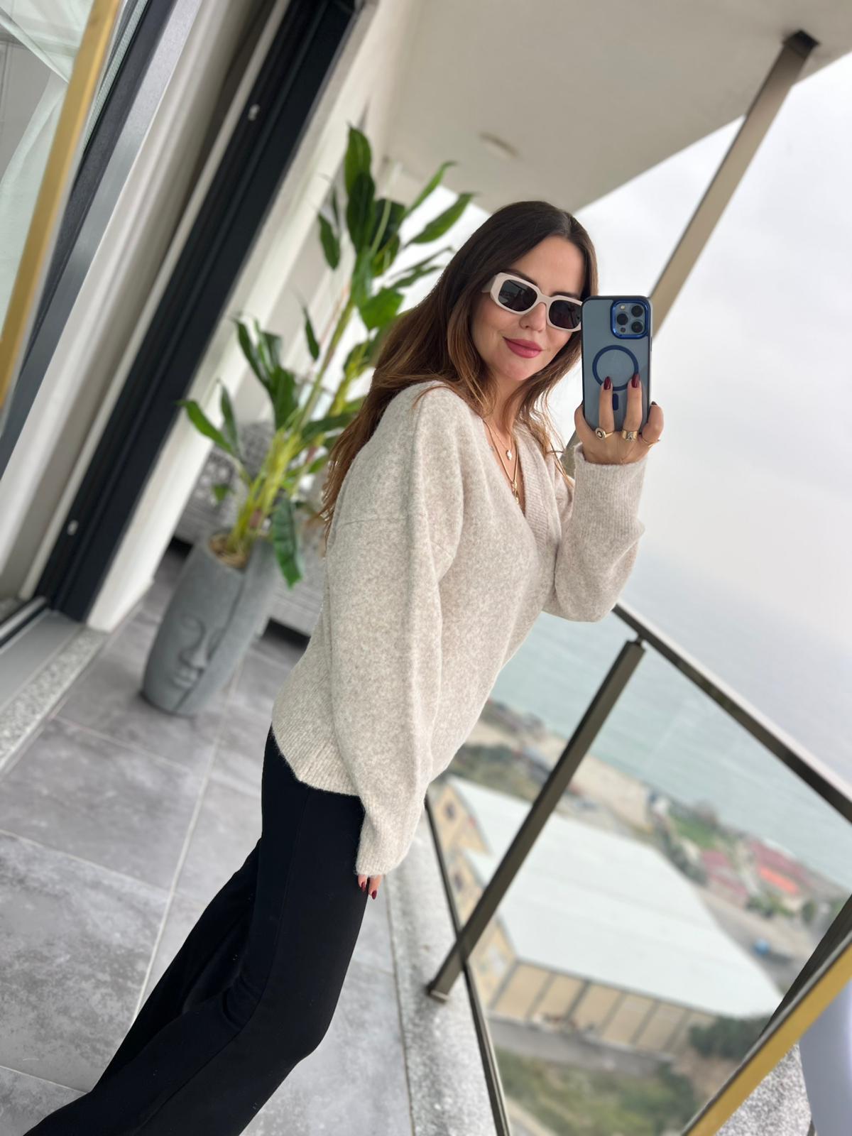 5400 V Yaka Osla Kazak AÇIK BEJ