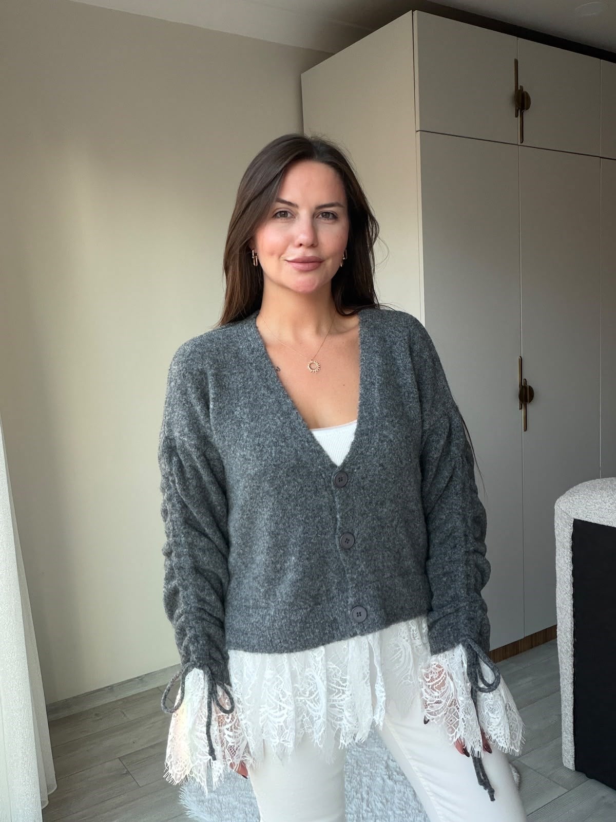 5402 Dantelli Hırka ANTRESİT