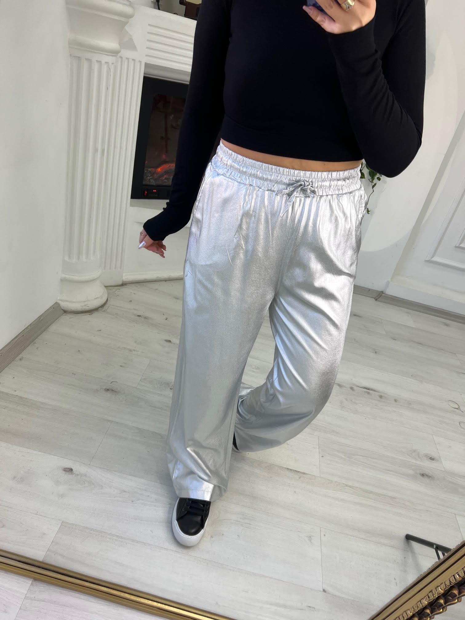 58307 Gümüş Varaklı Pantolon GÜMÜŞ