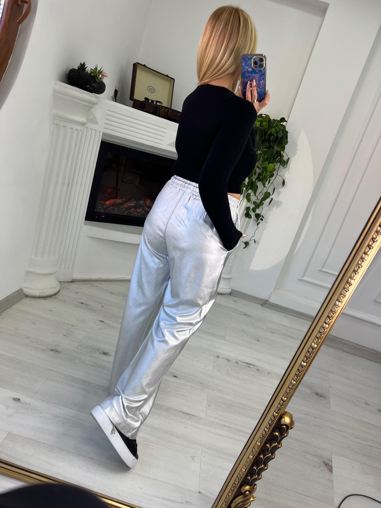 58307 Gümüş Varaklı Pantolon GÜMÜŞ