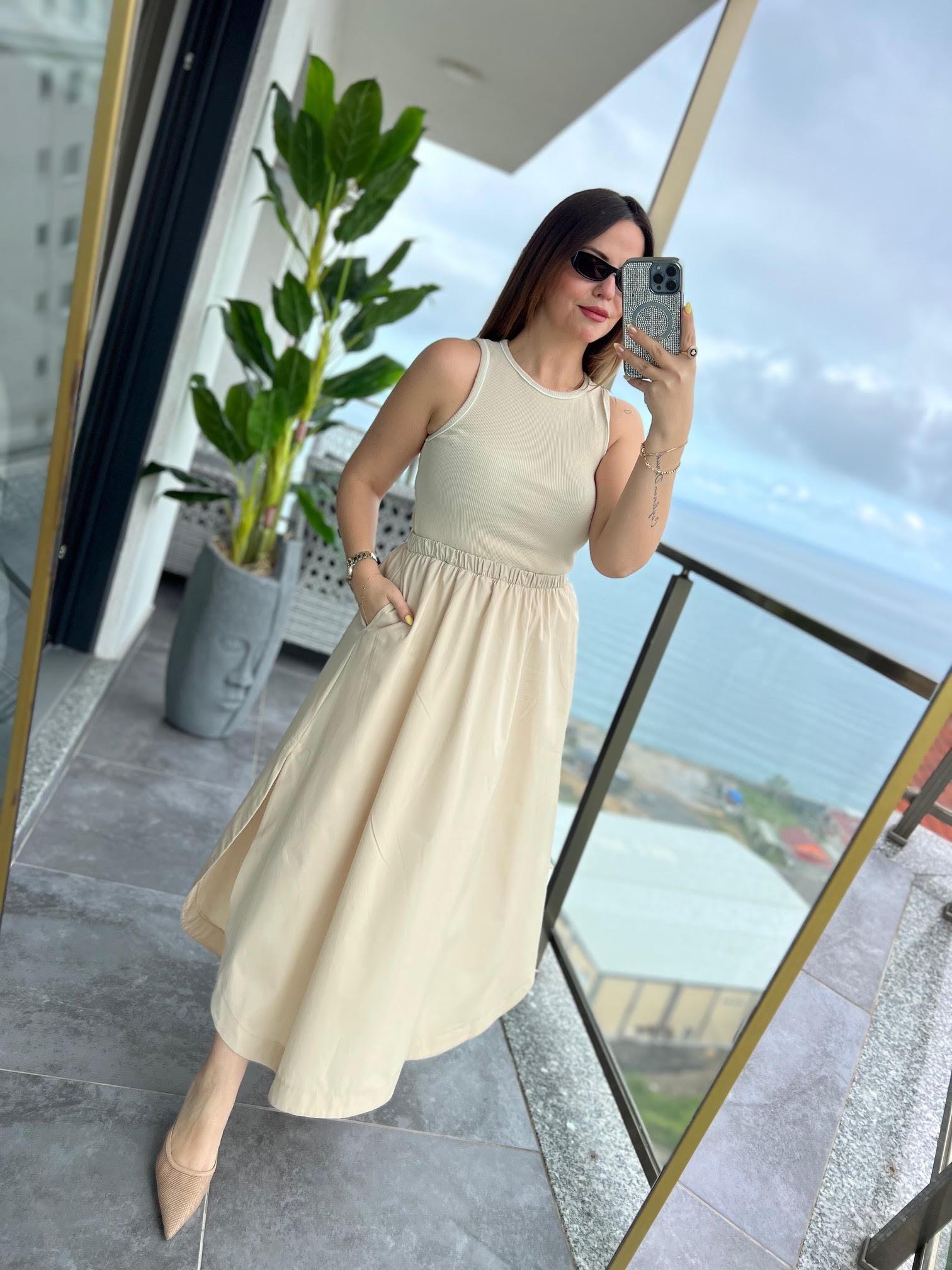 6002 Kaşkorse Poplin Elbise TAŞ