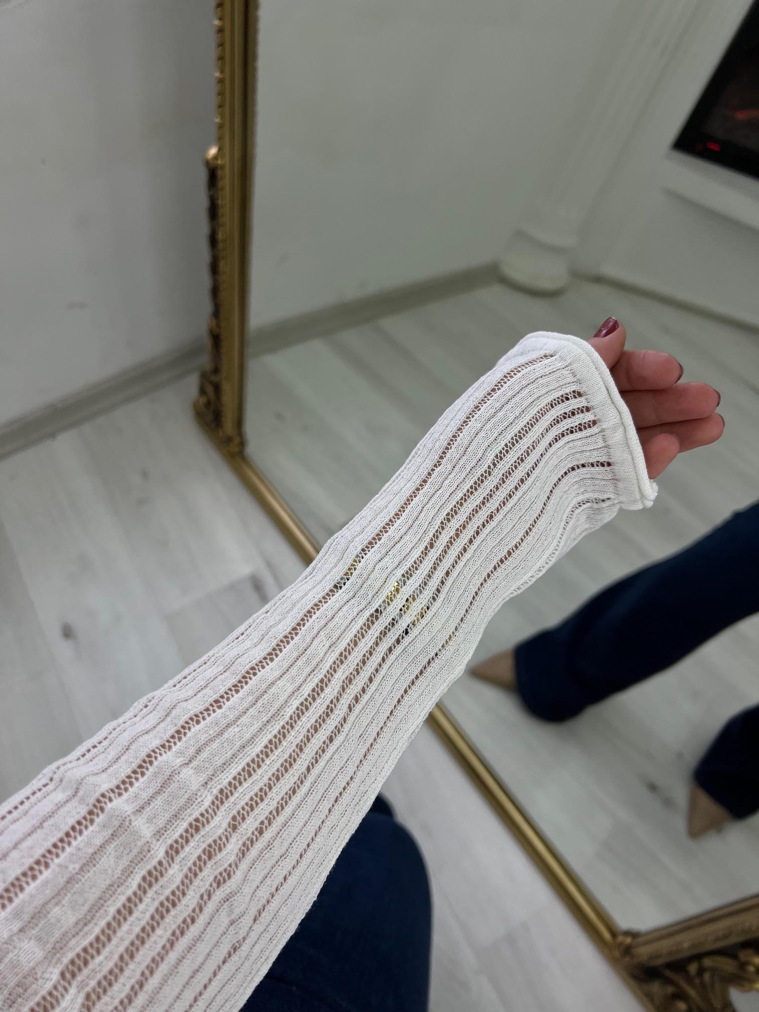 60200 Transparan Polo Yaka Hırka EKRU