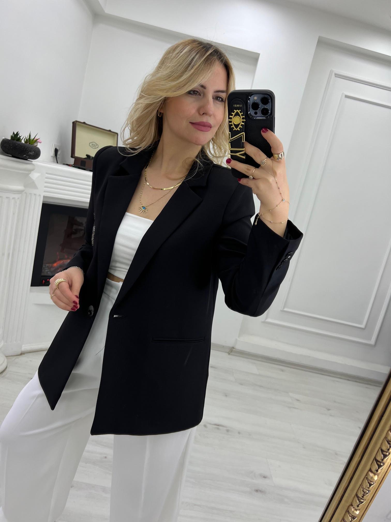 6158 Good Taşlı Ceket SİYAH