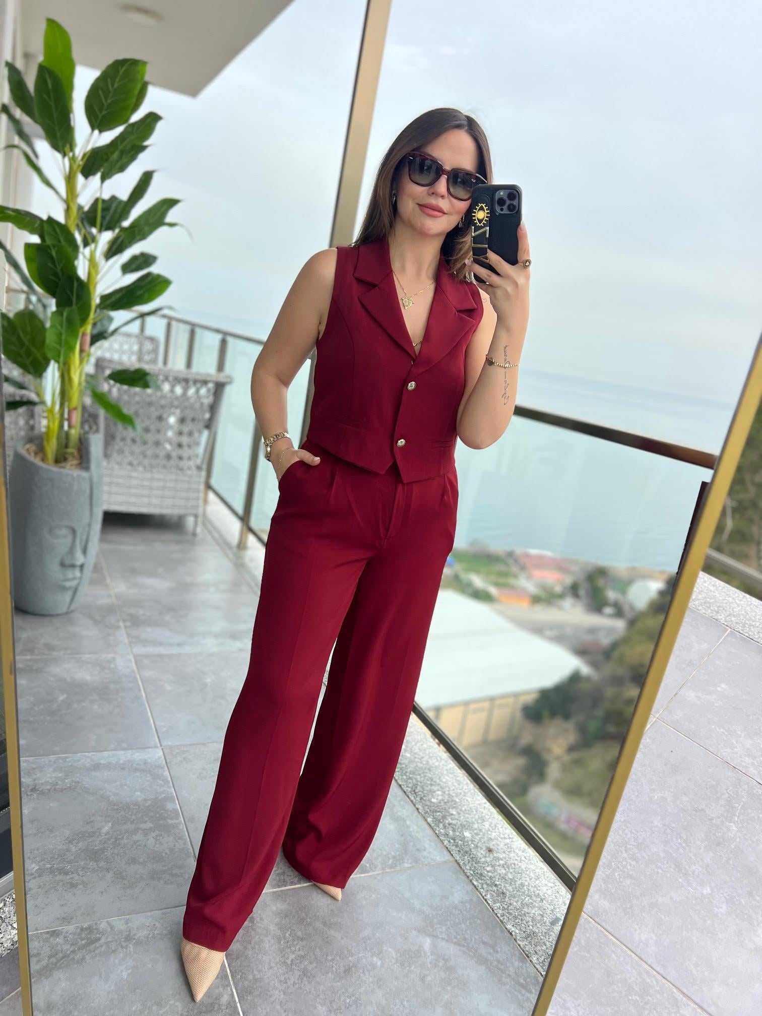 6225 Adriana Yelek Takım BORDO
