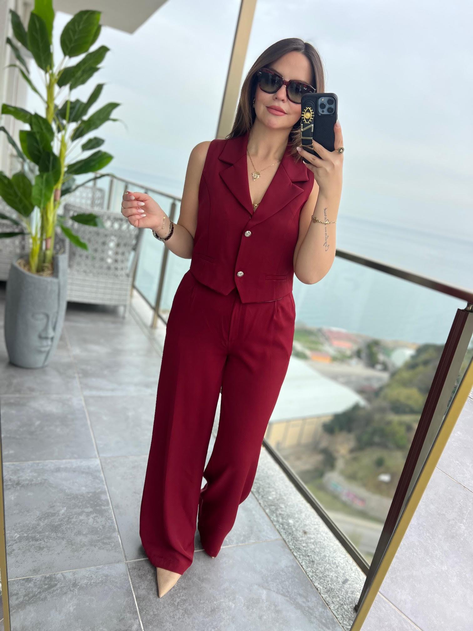 6225 Adriana Yelek Takım BORDO