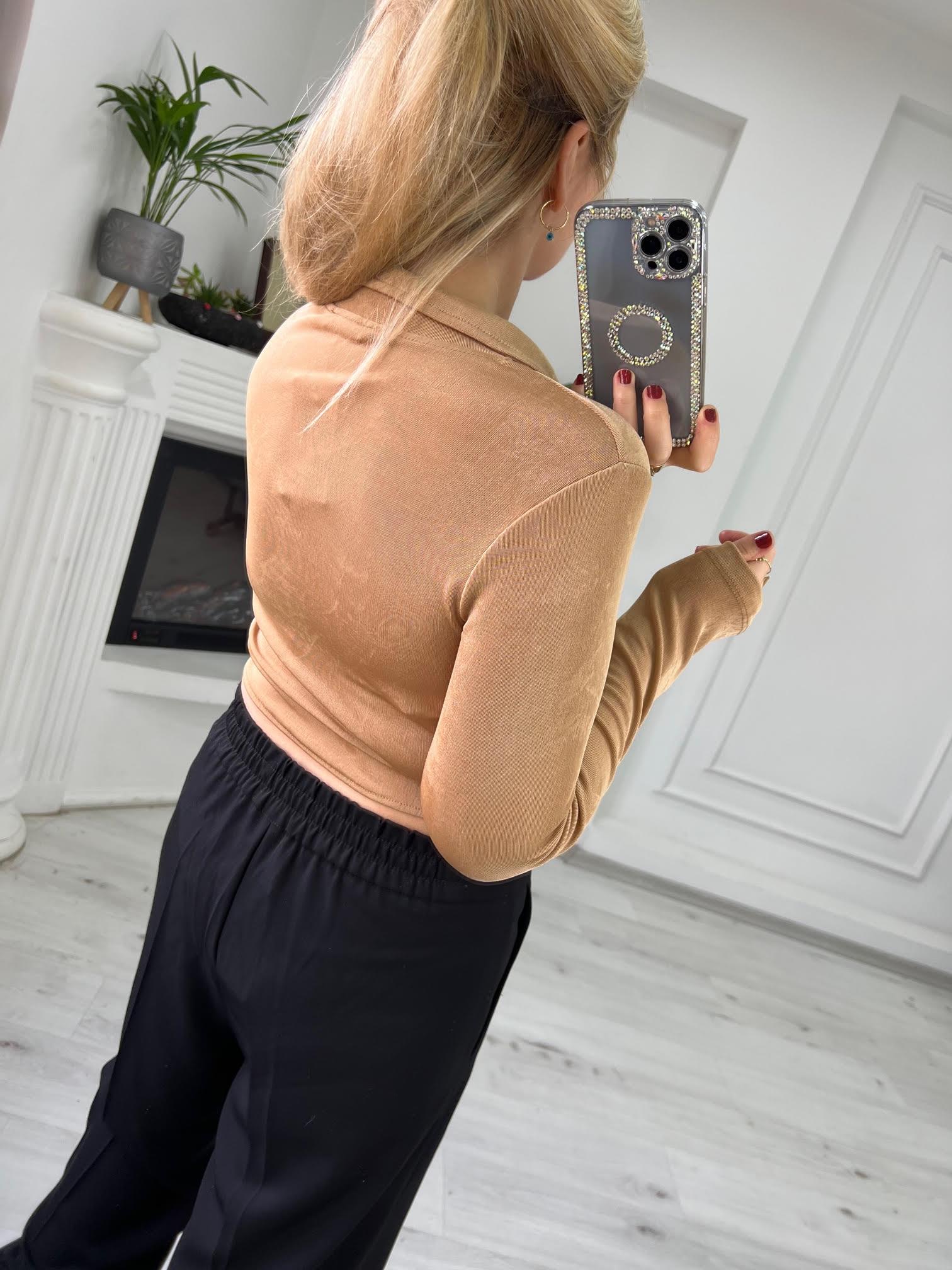 6845 Önü Büzgülü Buzzy Bluz CAMEL