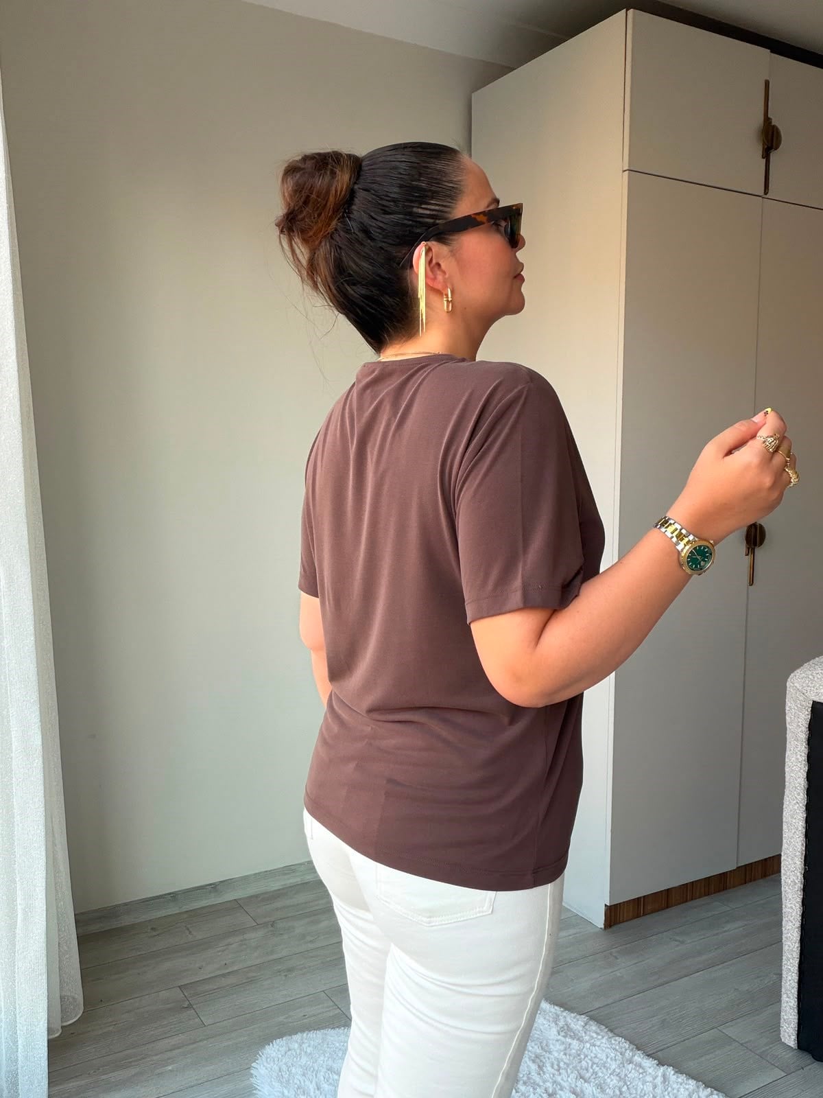 690 V Yakalı Modal Tshirt KAHVE