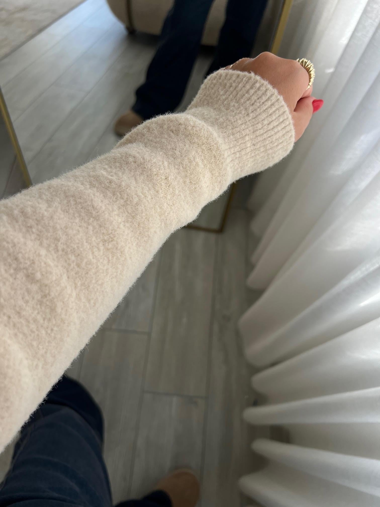 7600 Angora Kapüşonlu Kazak BEJ