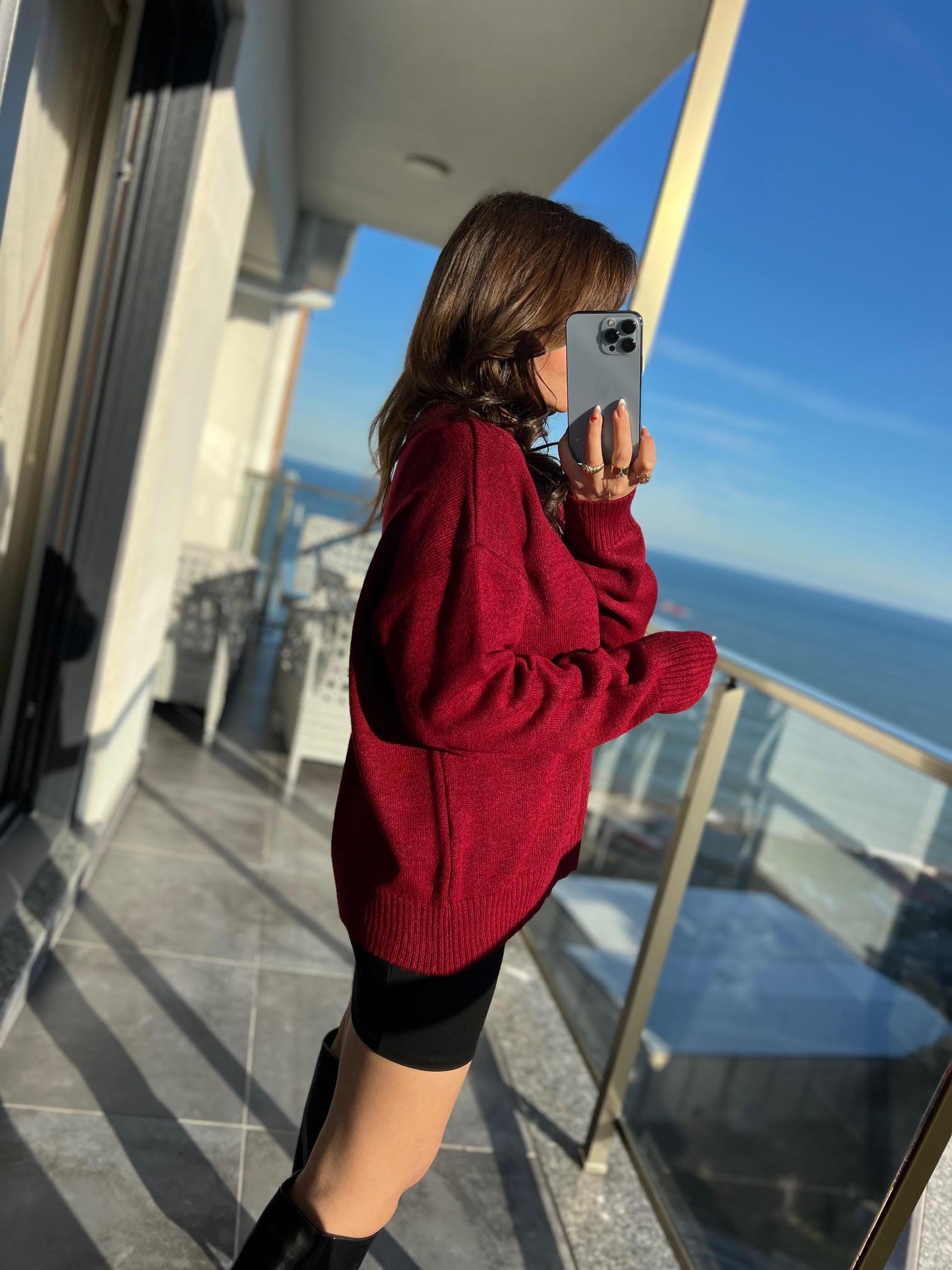 7654 Şardonlu Basic Kazak BORDO