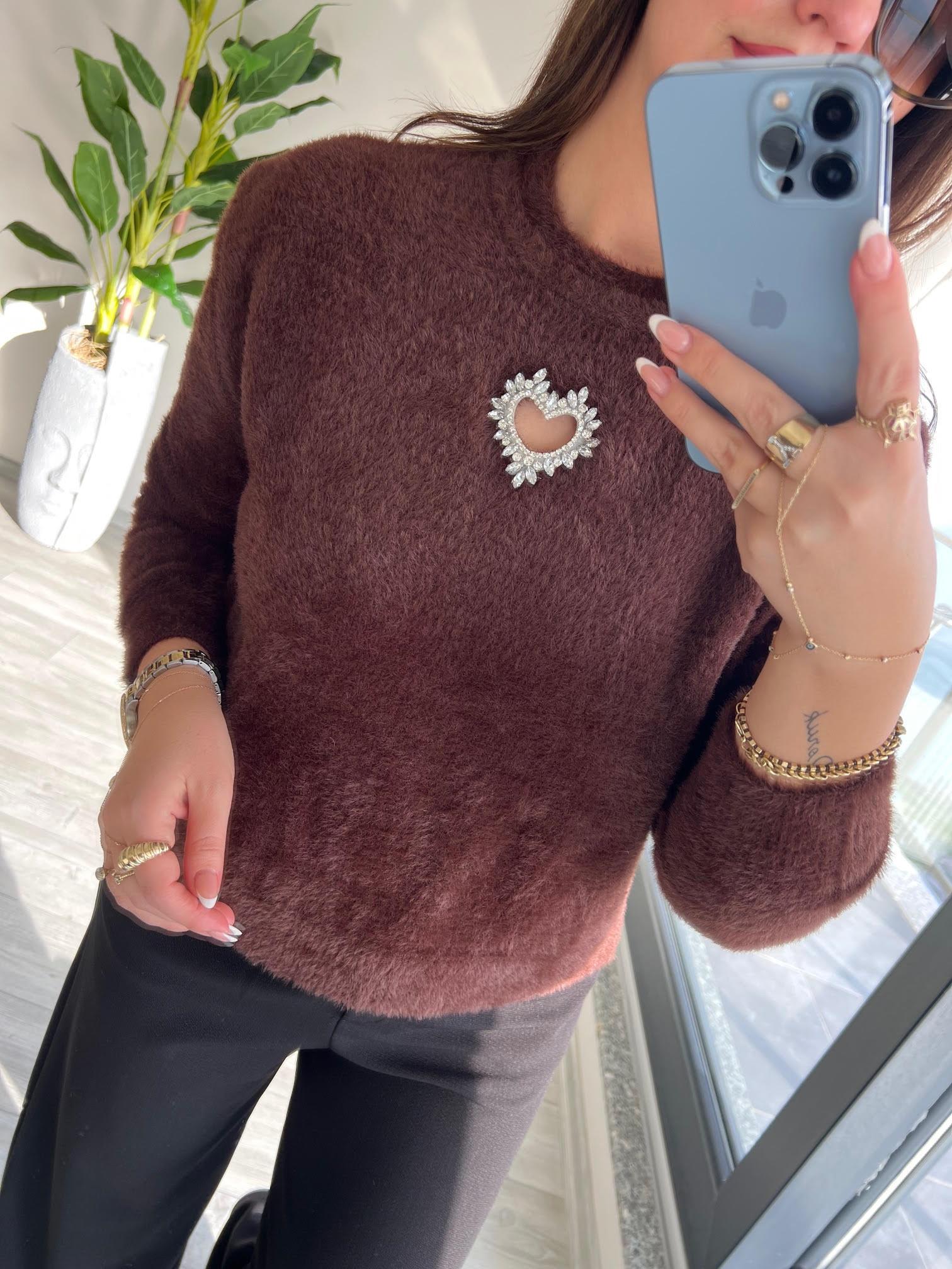 7659 Angora Kalp Dekolte Kazak KAHVE
