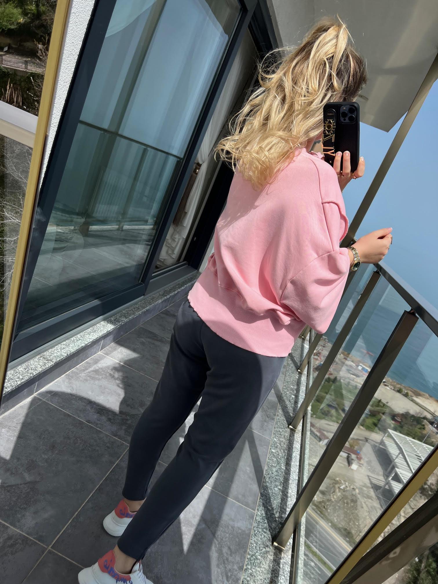 7828 Yarasa Kol Sweat PEMBE