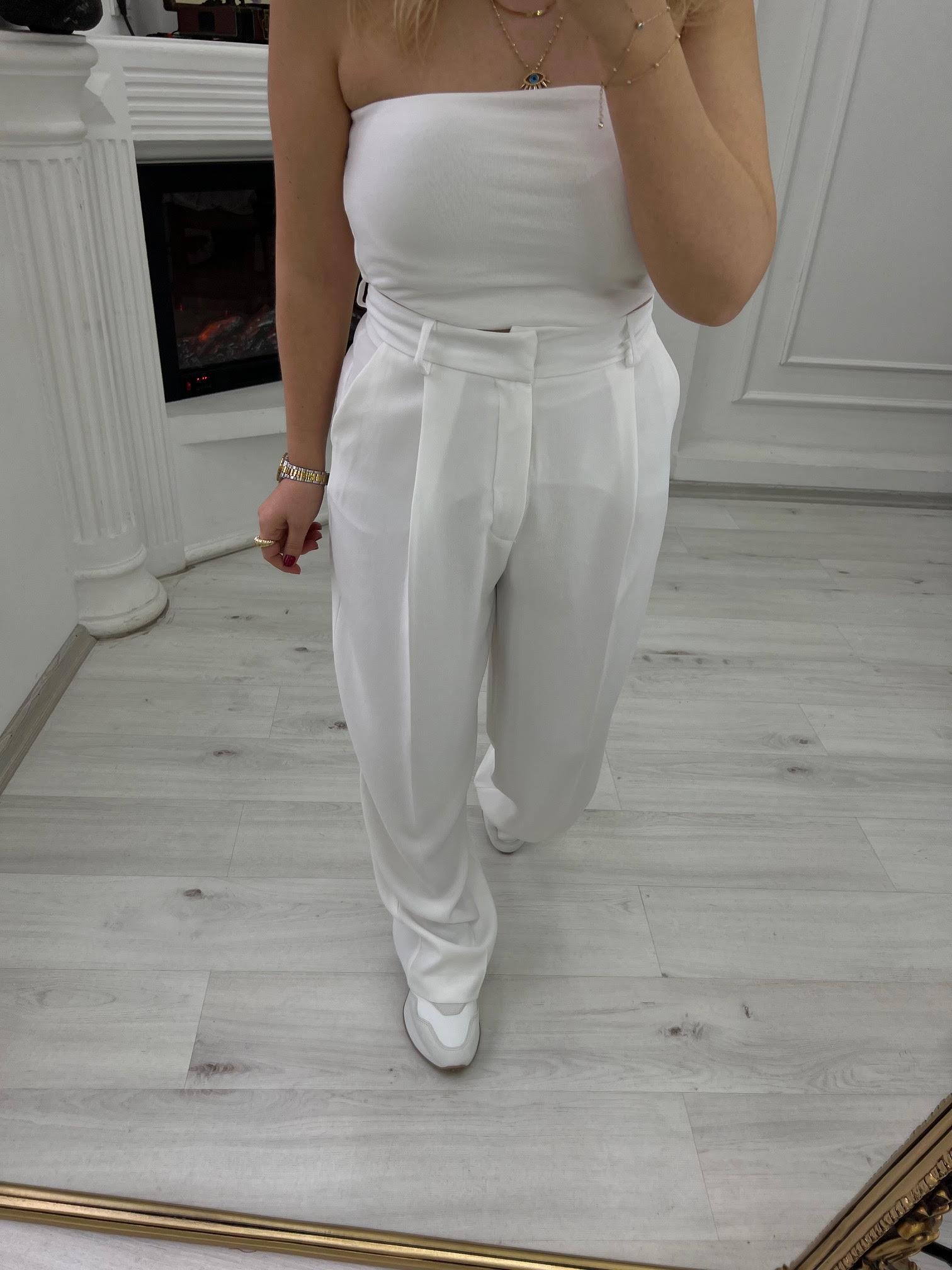 7954 Yüksek Bel Crep Pantolon EKRU